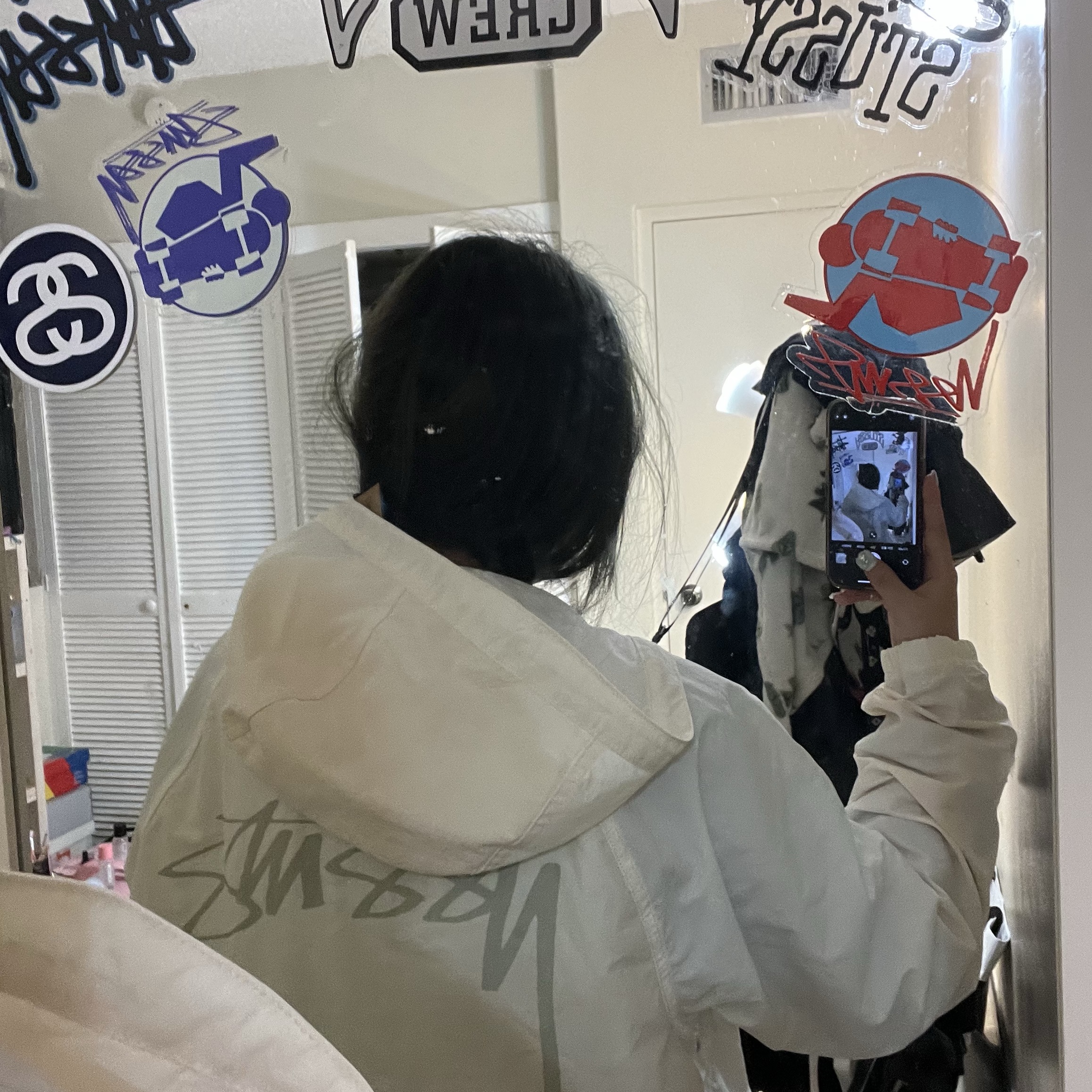 Stussy Wave Dye Beach Shell Jacket Bone, Stussy Wave Dye Beach Shell Jacket Lime 착용 스타일 - 2