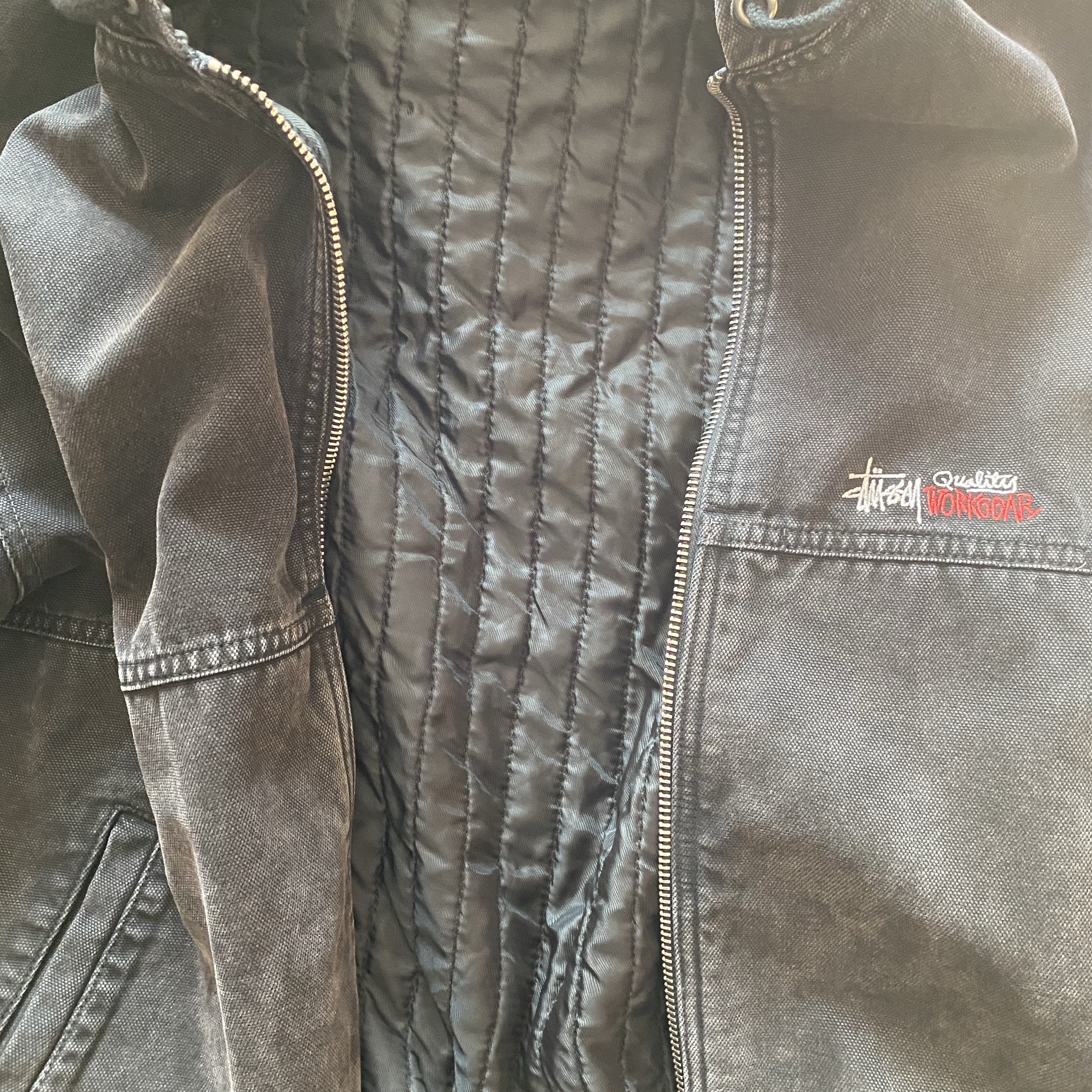 Stussy Insulated Canvas Work Jacket Black 착용 스타일 - 1