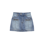 (W) Matin Kim Double Zipper Denim Mini Skirt Blue