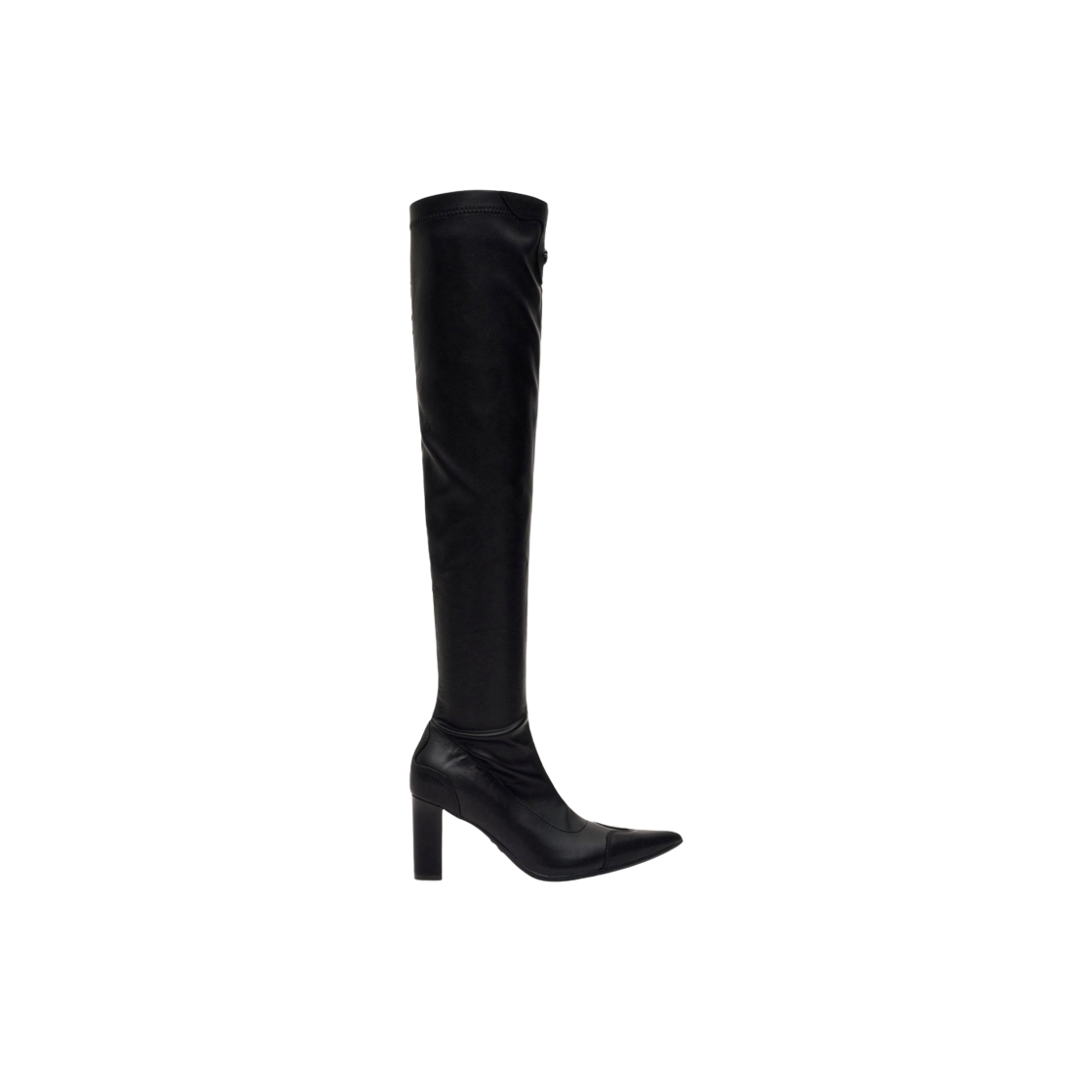 (W) 에스엠에프케이 컴퍼스 크로스 블랙 레더 오버 더 니 부츠 블랙((W) SMFK Compass Cross Black Leather Over The Knee Boots Black)
