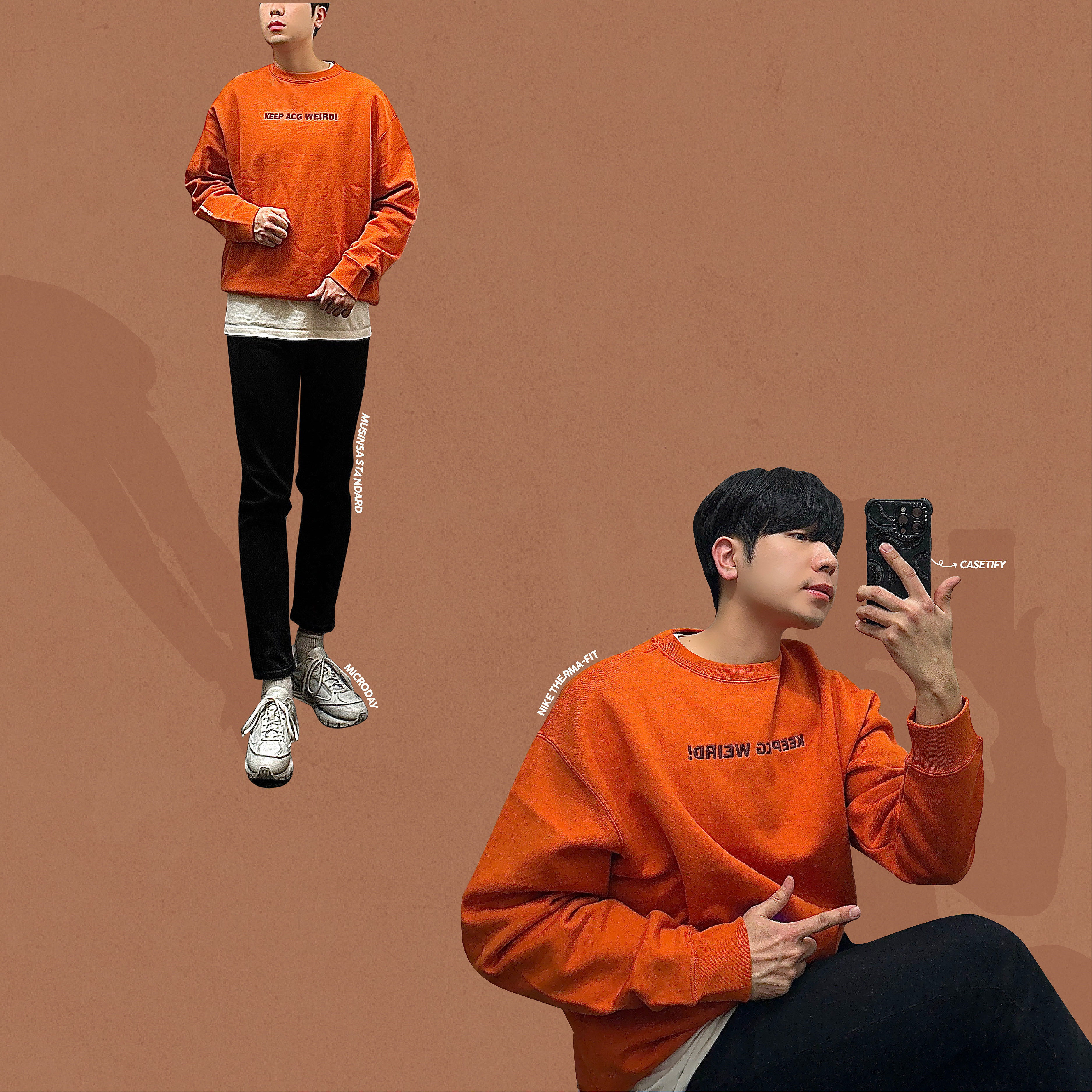 Nike Acg Therma-Fit Fleece Crew Black Summit White - Asia 착용 스타일