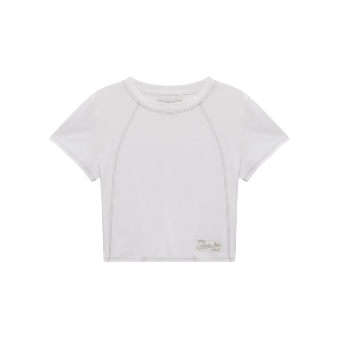 (W) Matin Kim Stitch Point Label Crop Top White 상세 이미지 1