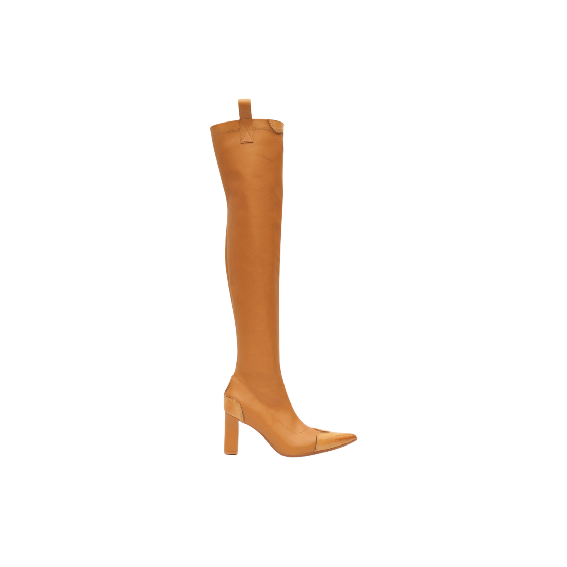 (W) 에스엠에프케이 컴퍼스 크로스 위트 레더 오버 더 니 부츠 위트((W) SMFK Compass Cross Wheat Leather Over The Knee Boots Wheat)