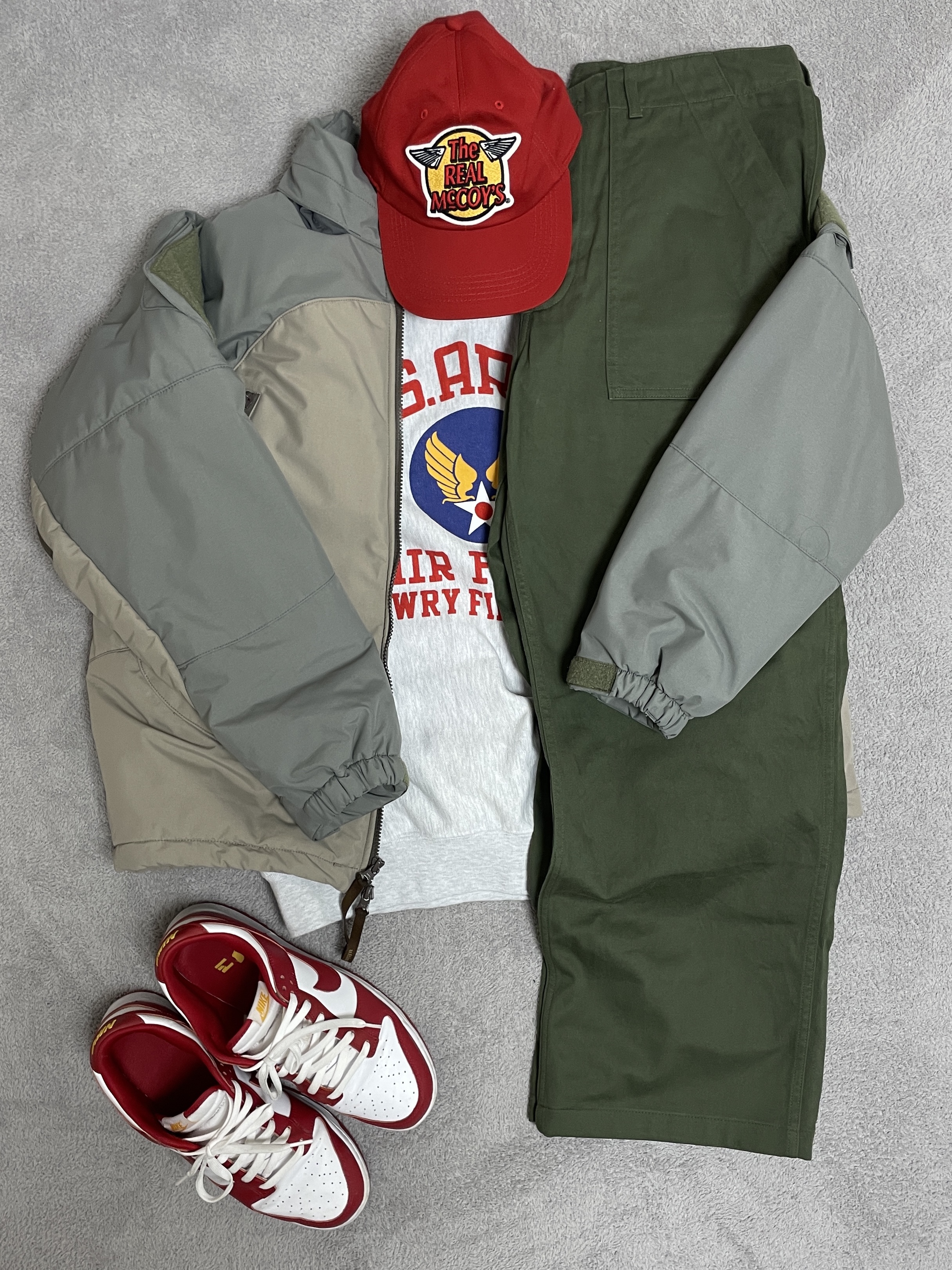 The Real McCoy's Logo Baseball Cap Red, Nike Dunk Low Retro Gym Red 착용 스타일 - 6