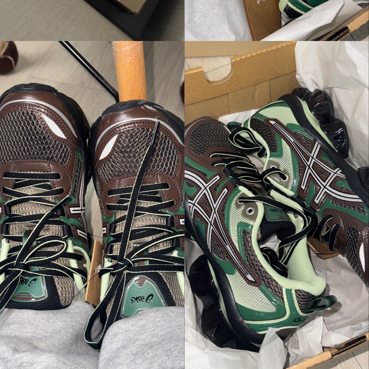 Asics Gel-Quantum Kinetic Dark Sepia Shamrock Green 착용 스타일