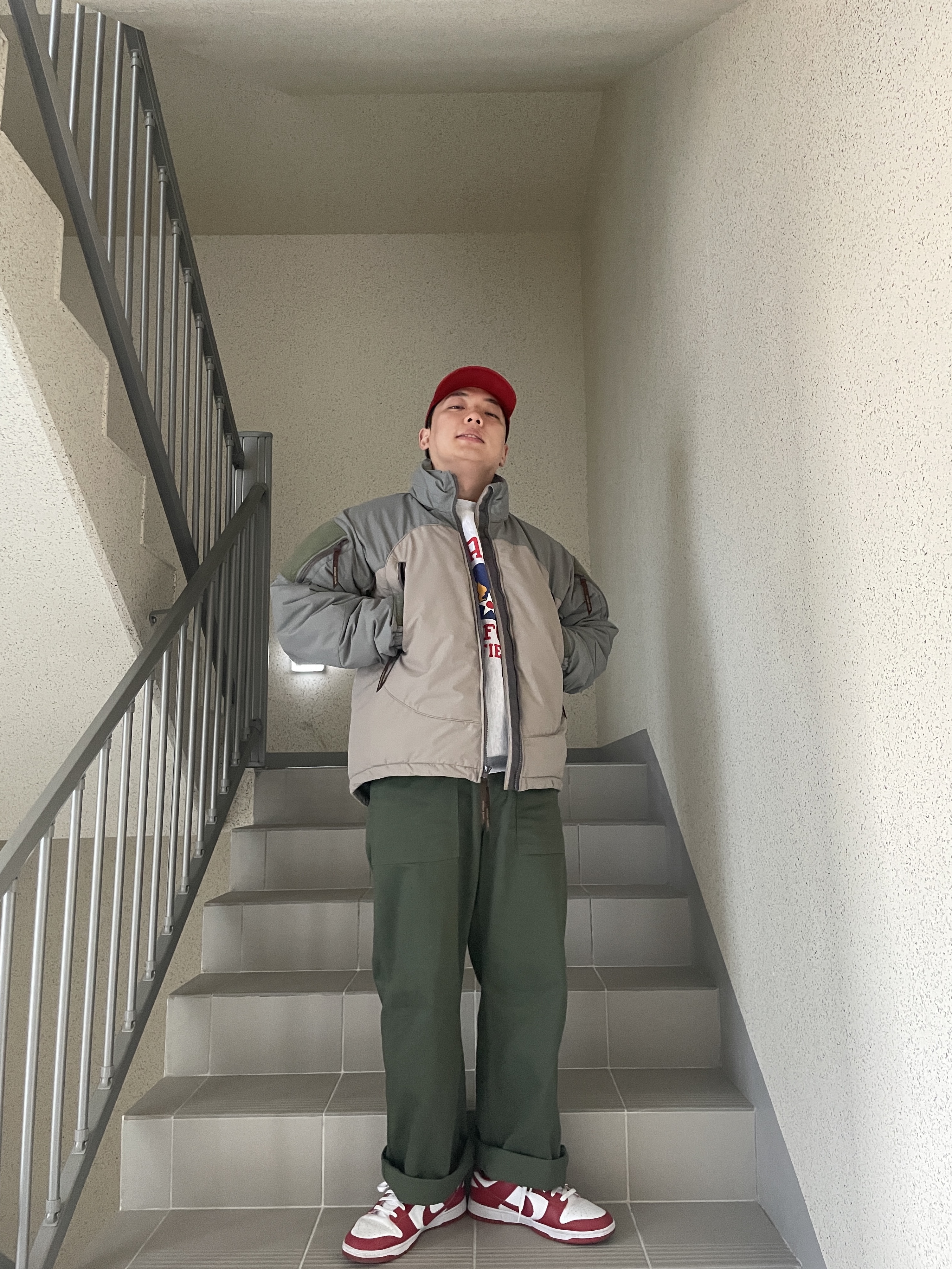 The Real McCoy's Logo Baseball Cap Red, Nike Dunk Low Retro Gym Red 착용 스타일 - 3