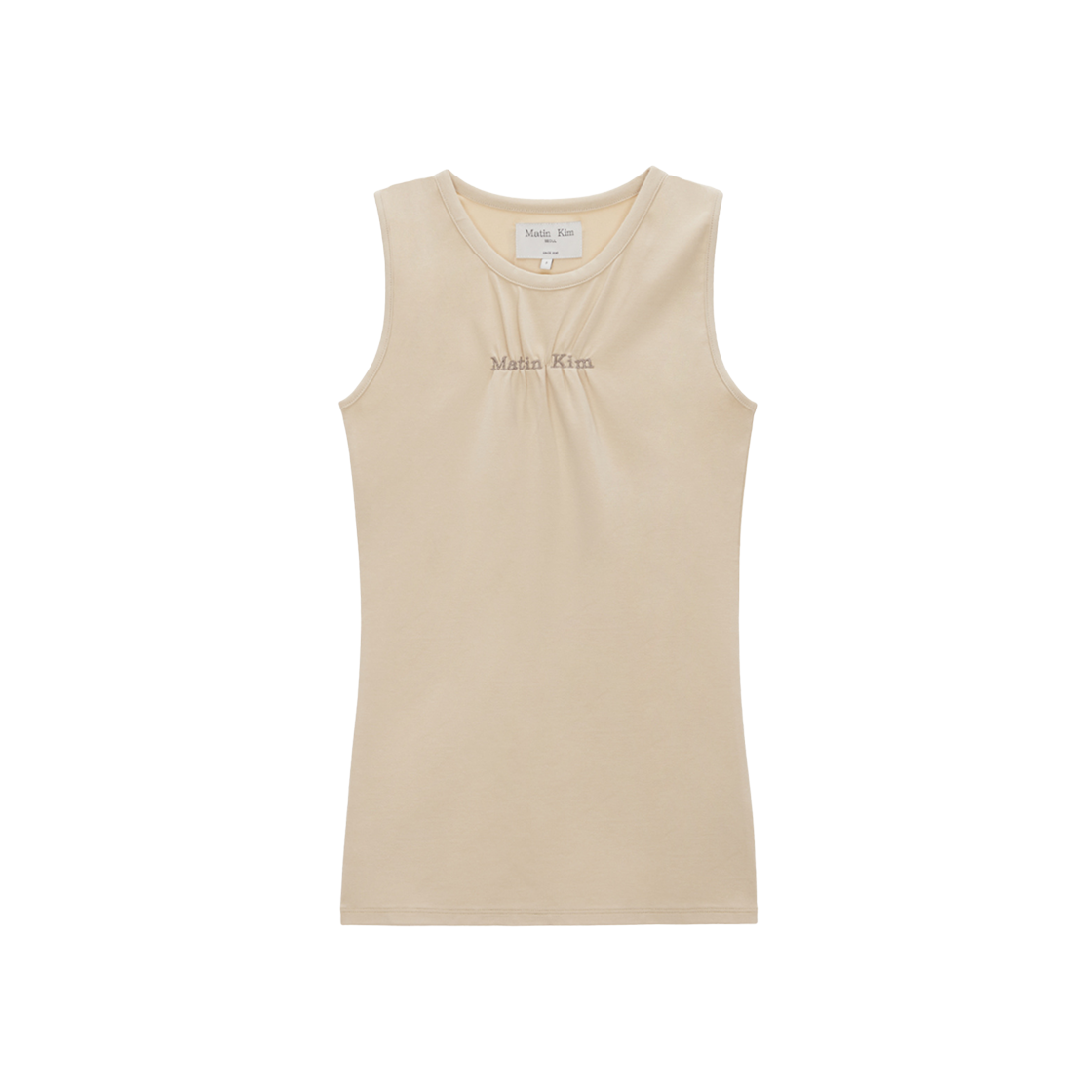 (W) Matin Kim Matin Logo Shirring Sleeveless Beige 상세 이미지 1