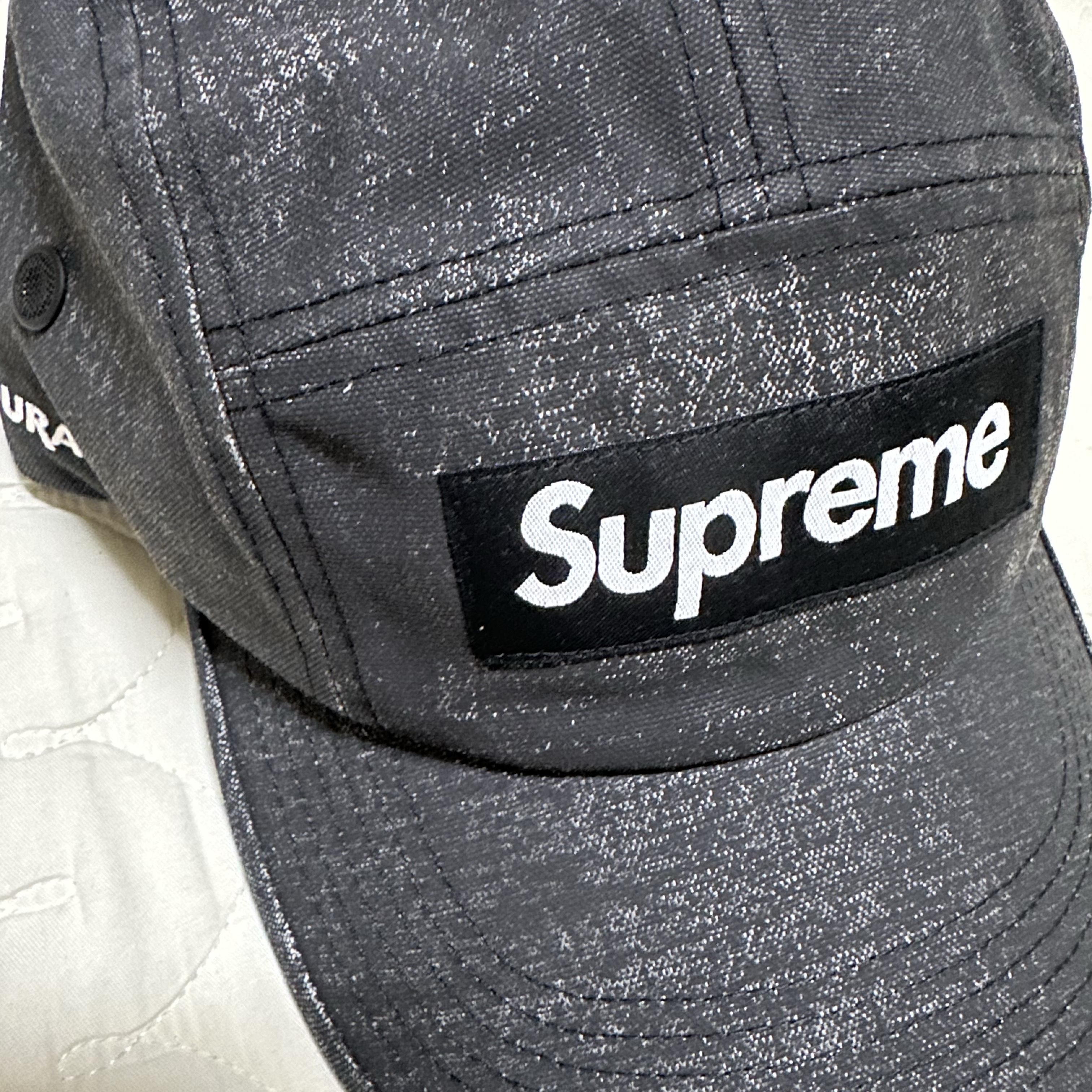 Supreme Coated Cordura Camp Cap Black - 22SS 착용 스타일