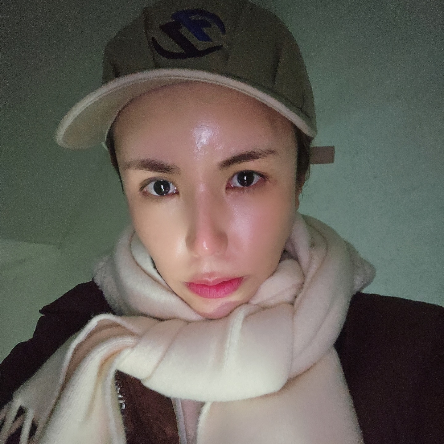 The North Face 1996 Retro Nuptse Jacket Dark Oak, Ader Error x Zara Pleated Cap Beige 착용 스타일 - 1
