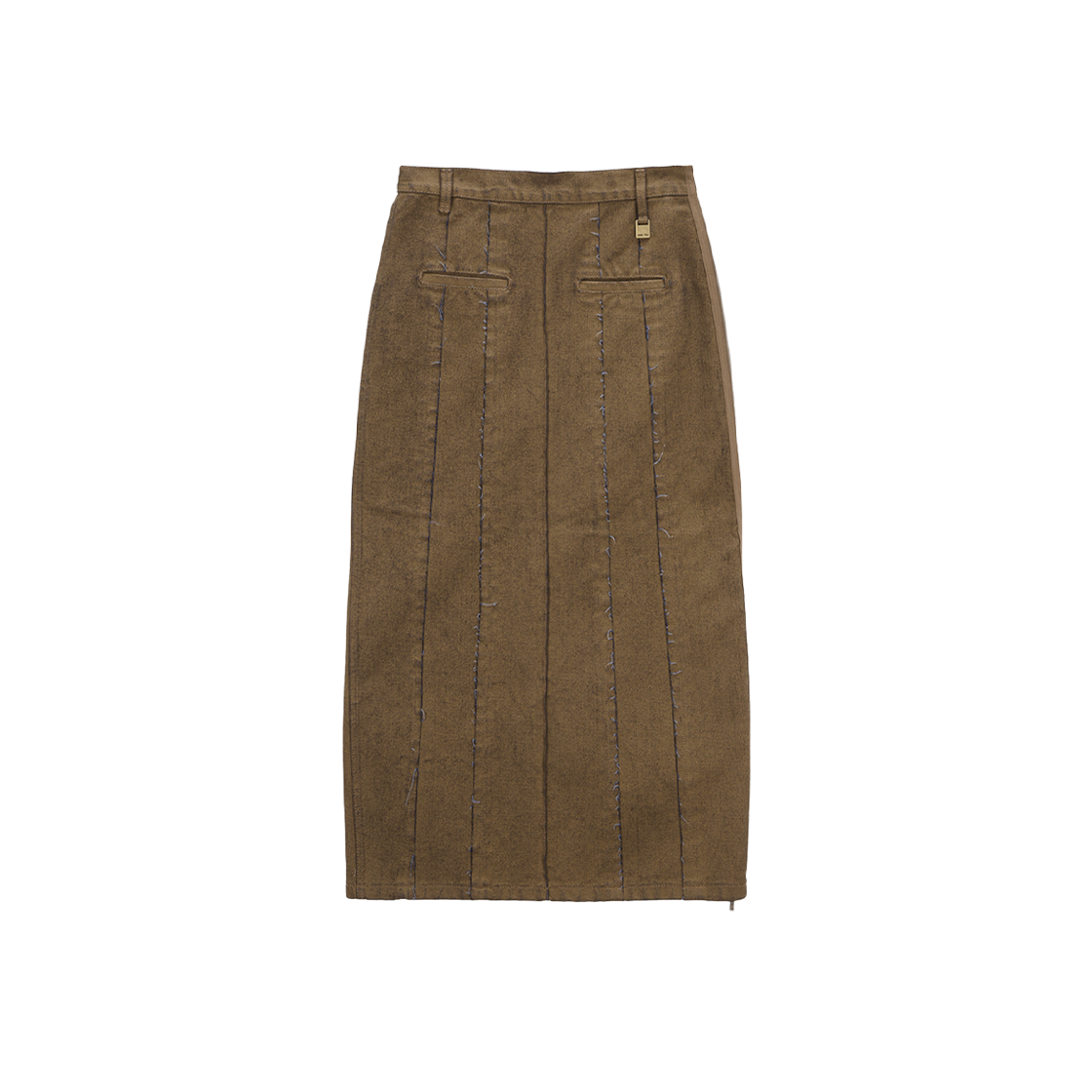 (W) Matin Kim Side Zipper Color Denim Long Skirt Brown 상세 이미지 1