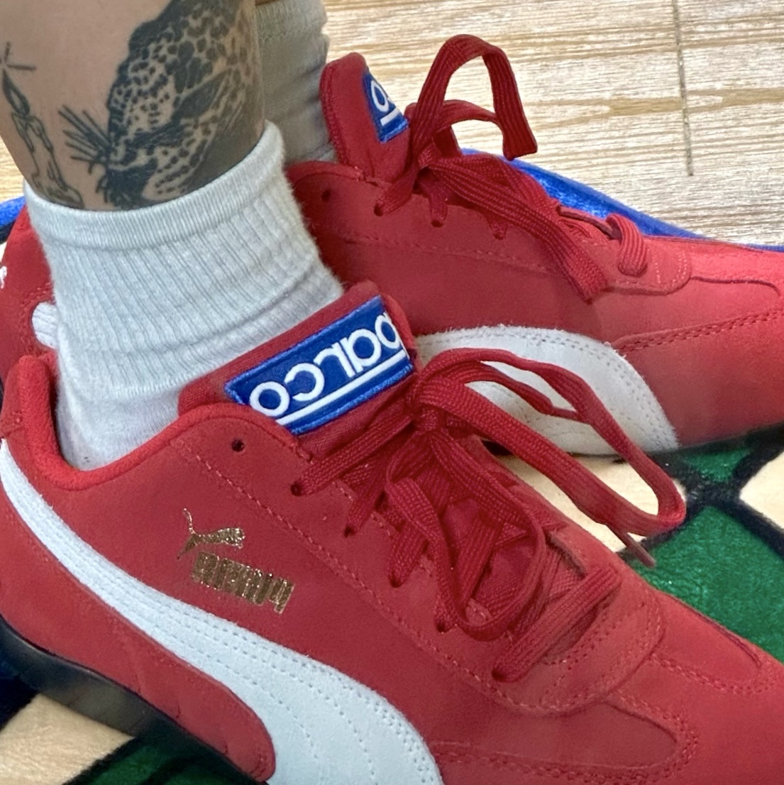 Puma Speedcat OG Sparco Ribbon Red White 착용 스타일 - 3