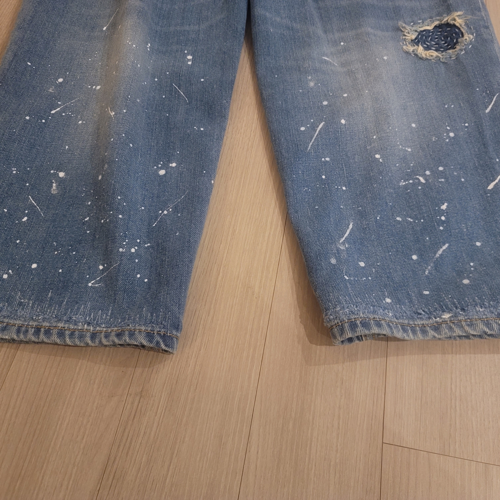 Zara x Ader Error Patchwork Jeans Blue 착용 스타일 - 5