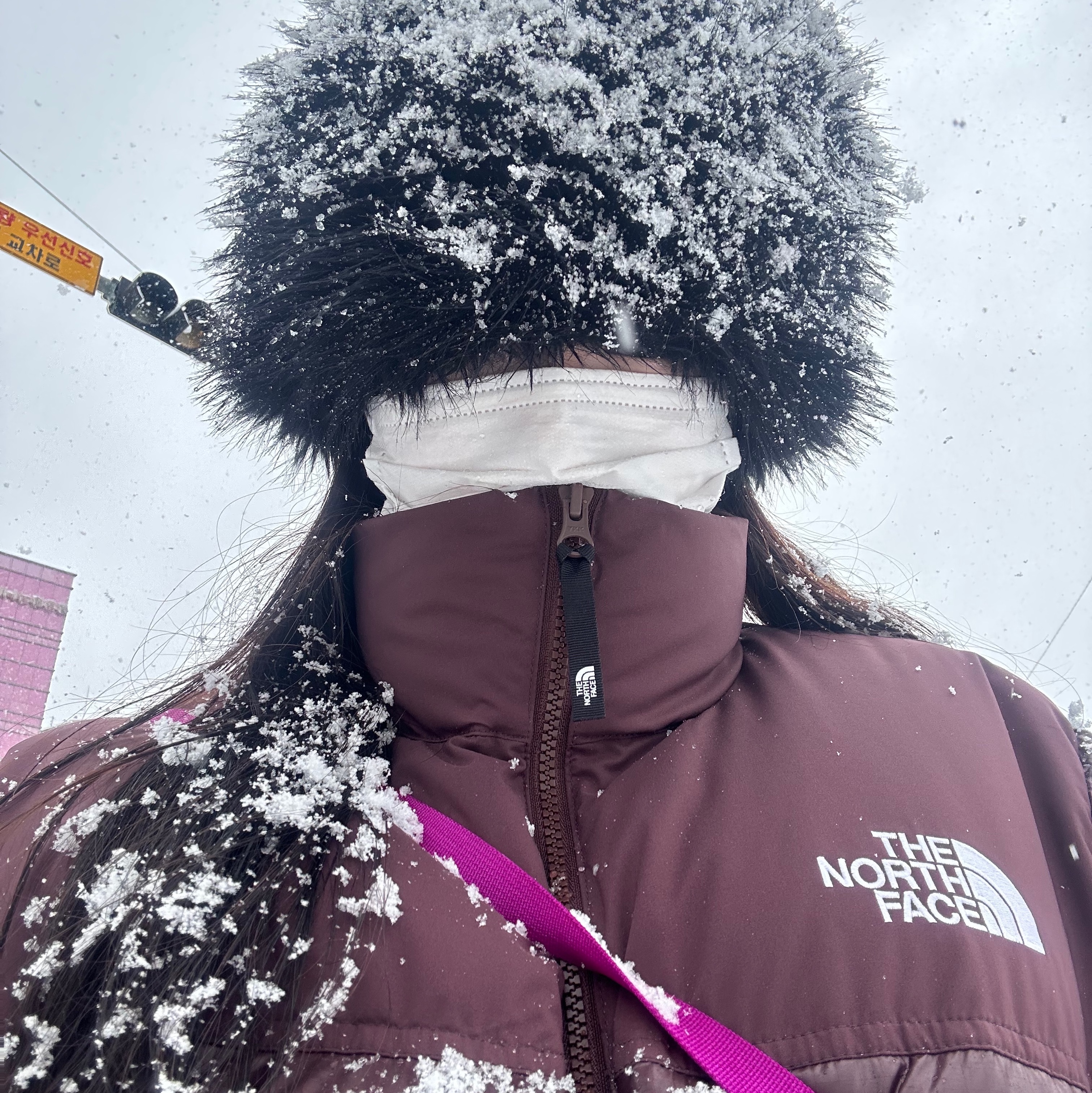 (W) The North Face White Label Novelty Nuptse Down Jacket Cocoa Brown, Arc'teryx Heliad 6 Crossbody Bag Groovie 착용 스타일 - 2