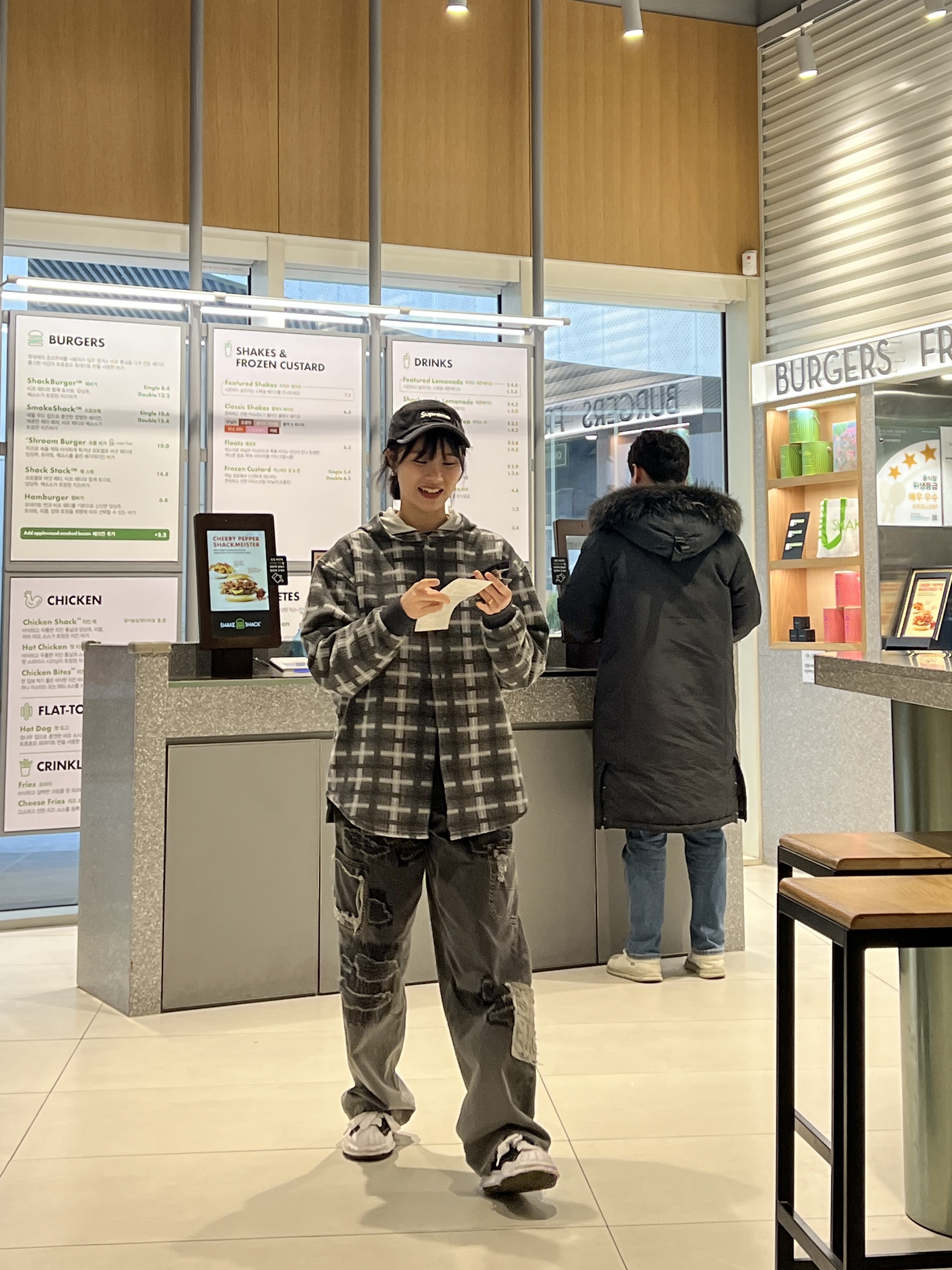Supreme Denim Camp Cap Black - 24SS, Supreme Hooded Plaid Knit Shirt Black - 23FW 착용 스타일 - 3