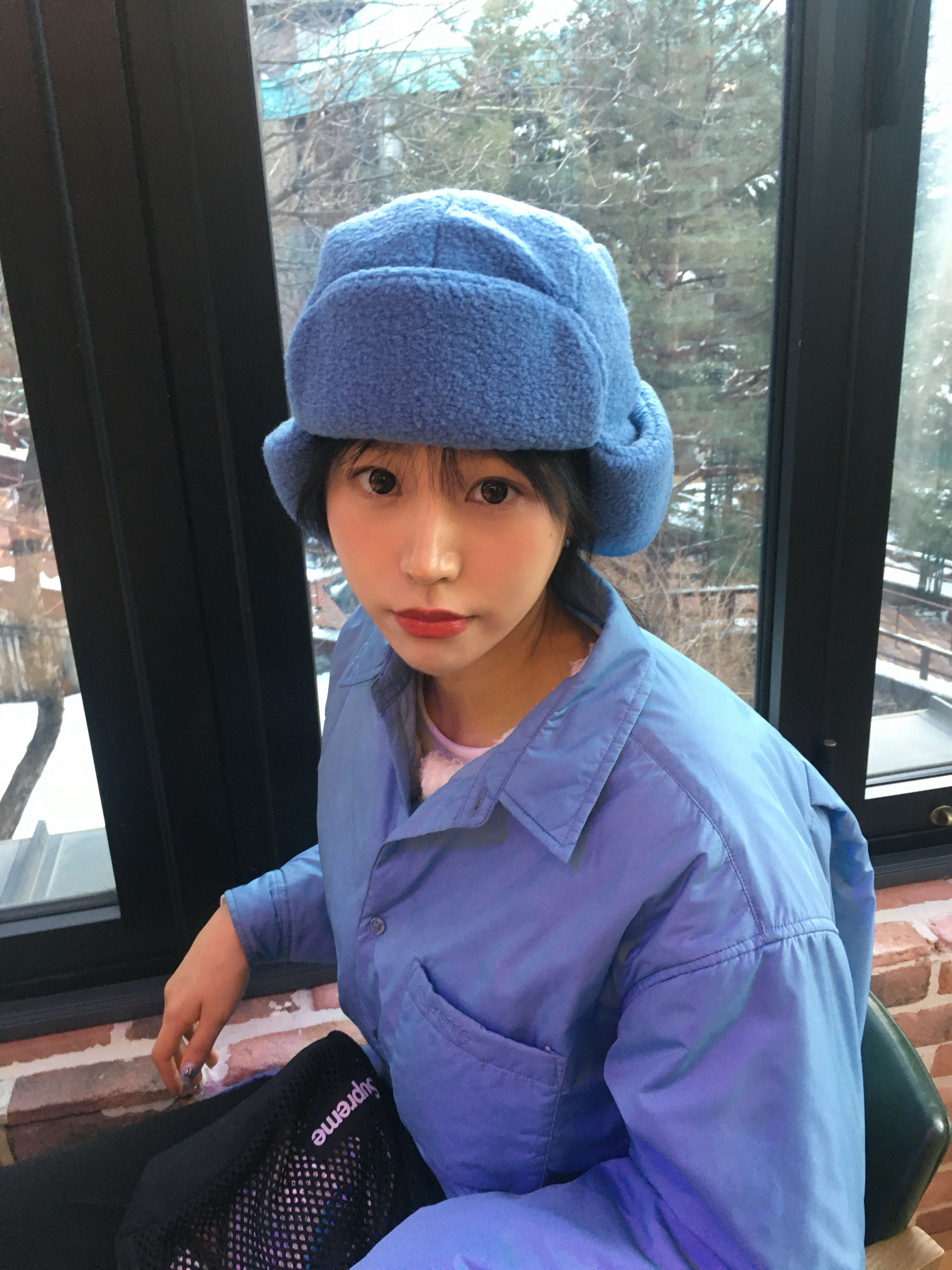 Supreme Shearling Trooper Light Blue - 23FW 착용 스타일 - 1