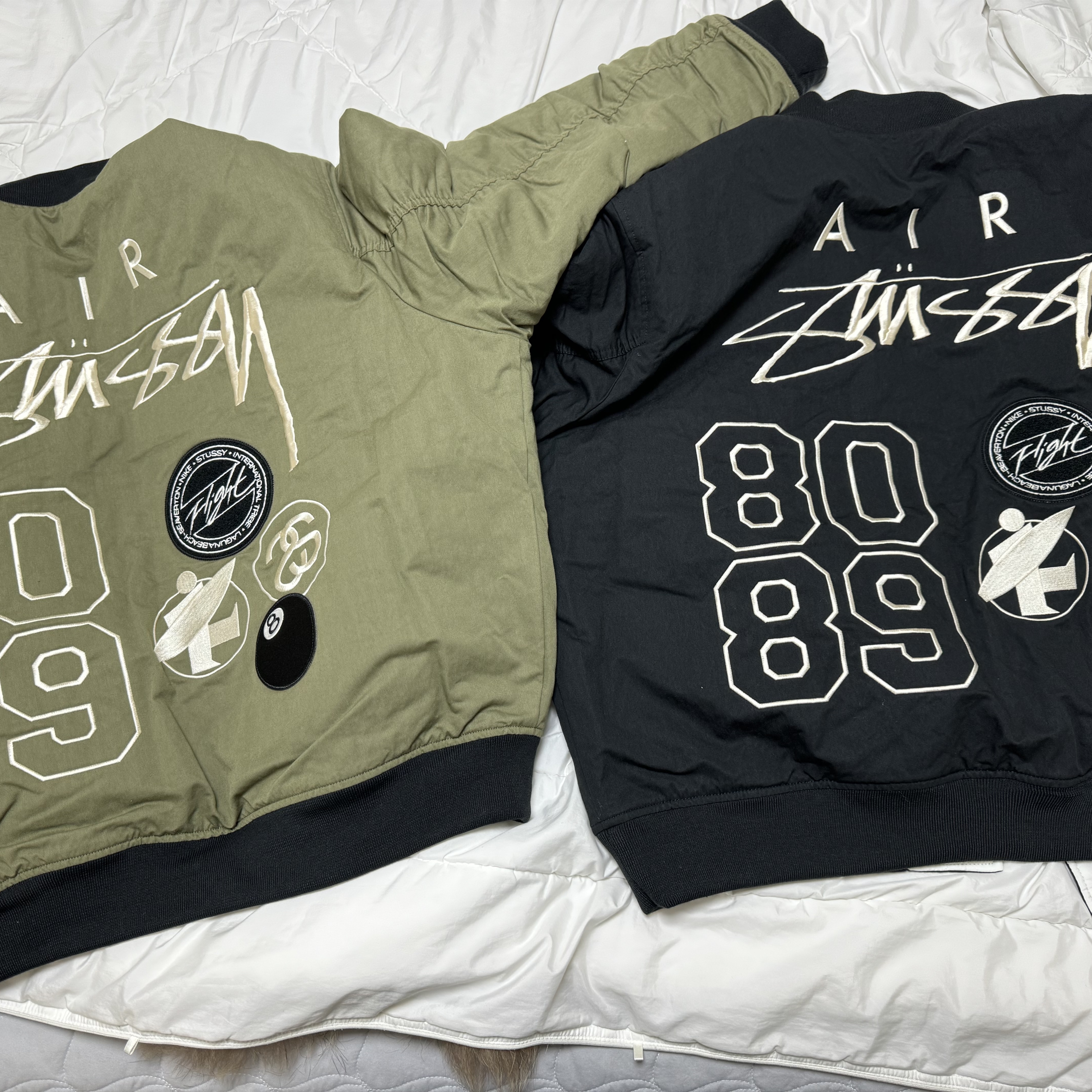 Nike x Stussy Reversible Jacket Medium Olive (FJ9154-222) 착용 스타일