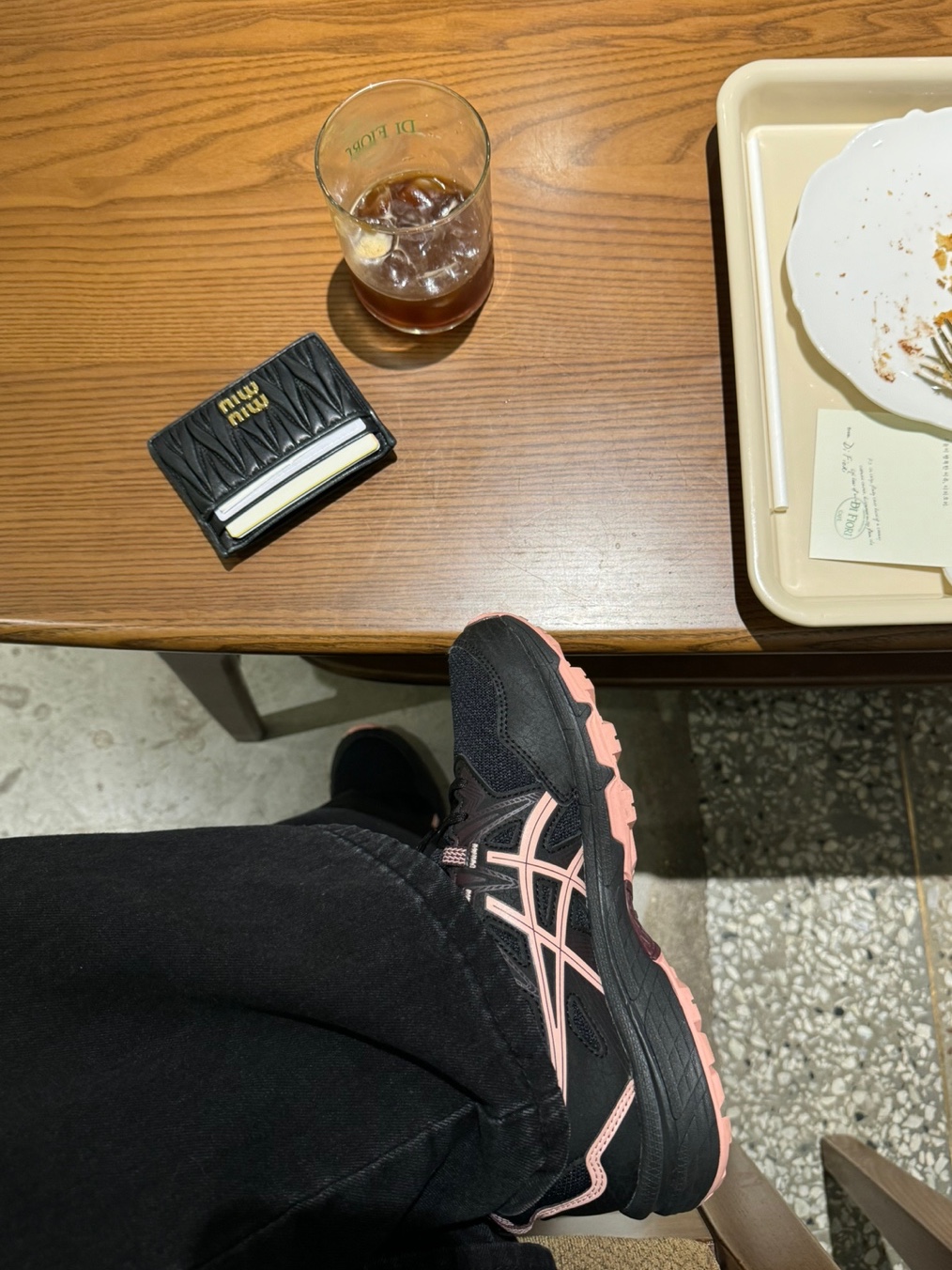 (W) Asics Gel-Venture 8 Black Frosted Rose, (W) Diesel B-1DR 25 Leather Belt with Enamelled Buckle Black 착용 스타일 - 2