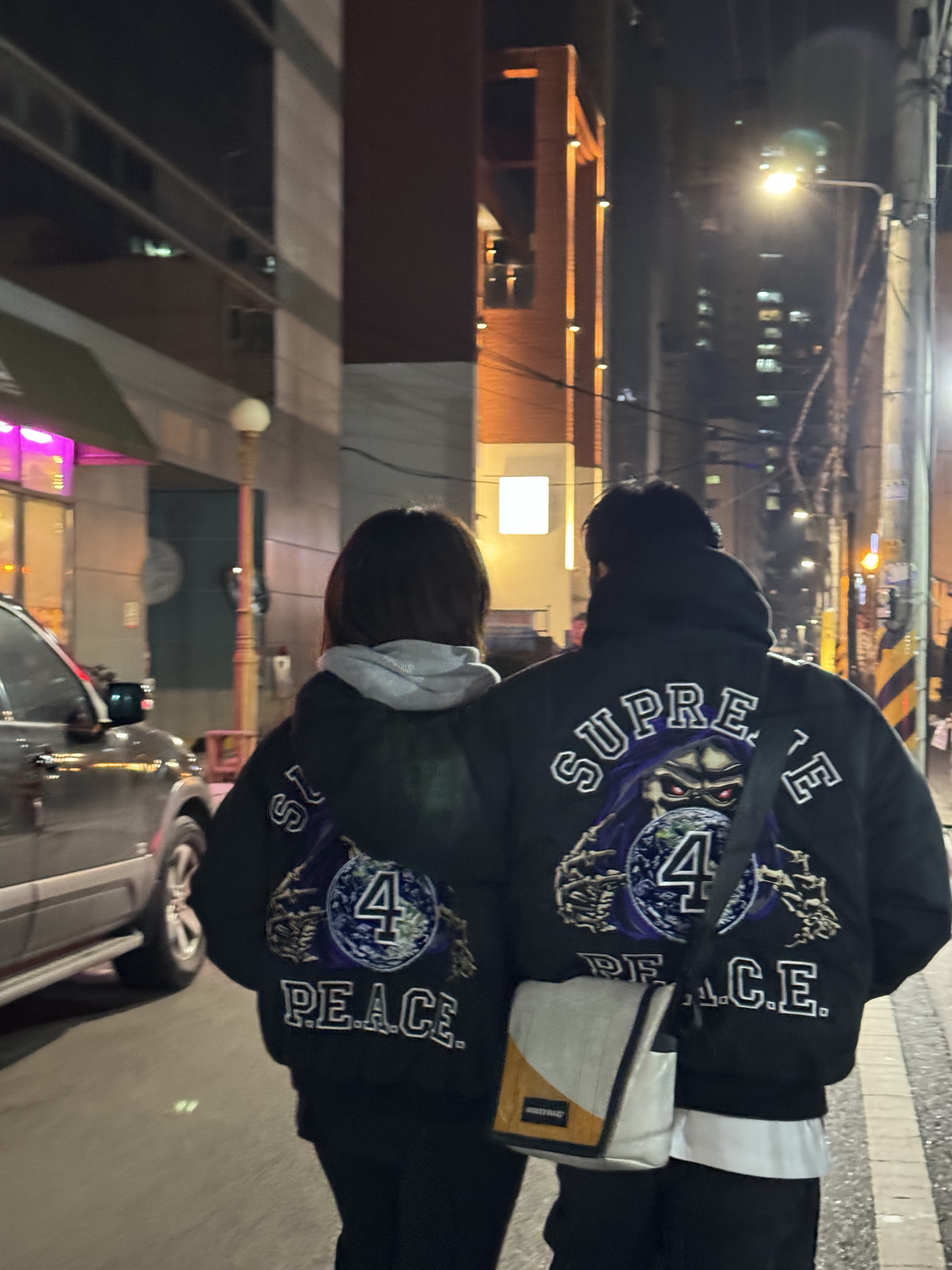 Supreme Peace Embroidered Work Jacket Black - 23FW 착용 스타일