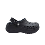 (W) Crocs Baya Platform Lined Clog Winter Black