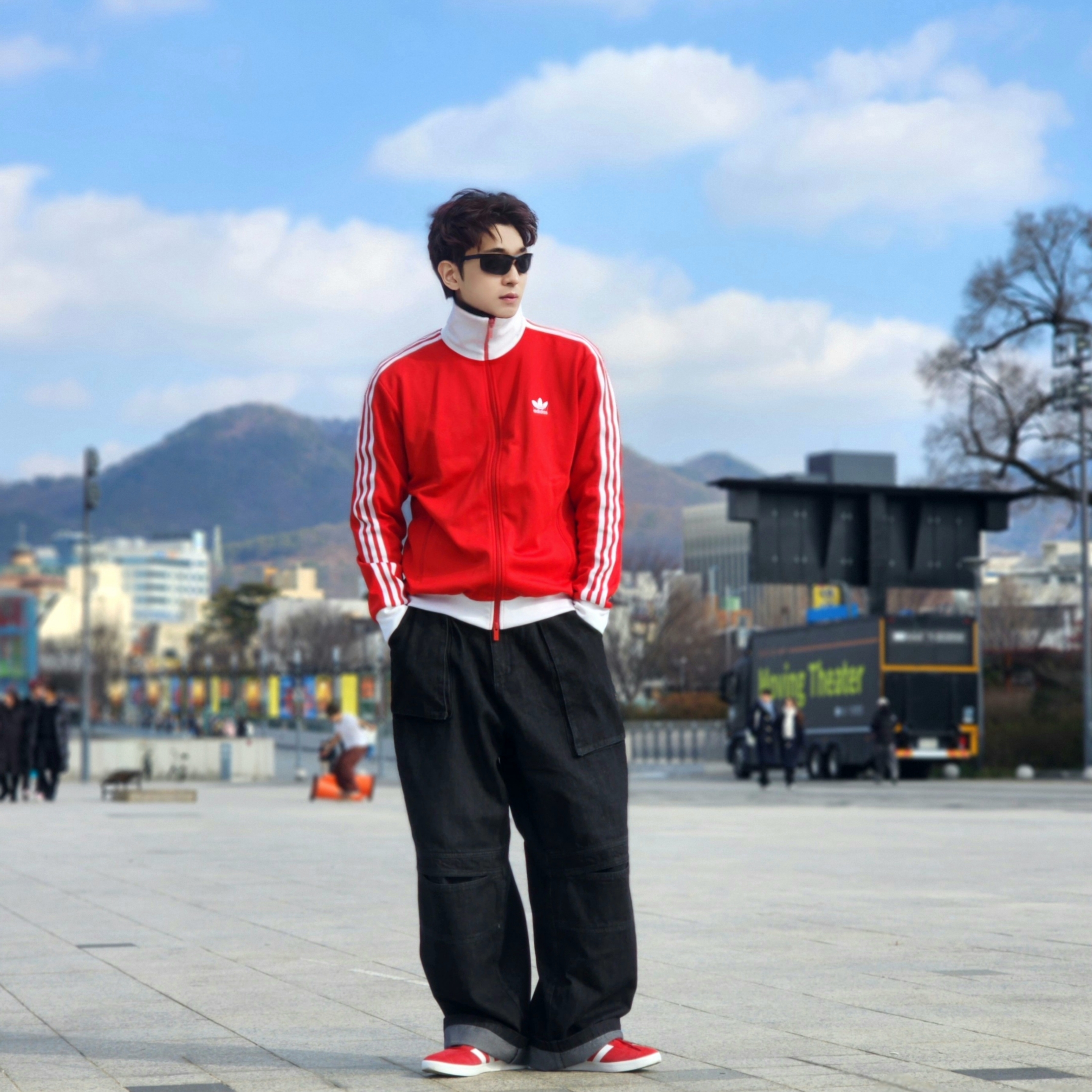 Adidas Gazelle Power Red, Adidas Adicolor Classic Beckenbauer Track Top Better Scarlet White - KR Sizing 착용 스타일 - 6