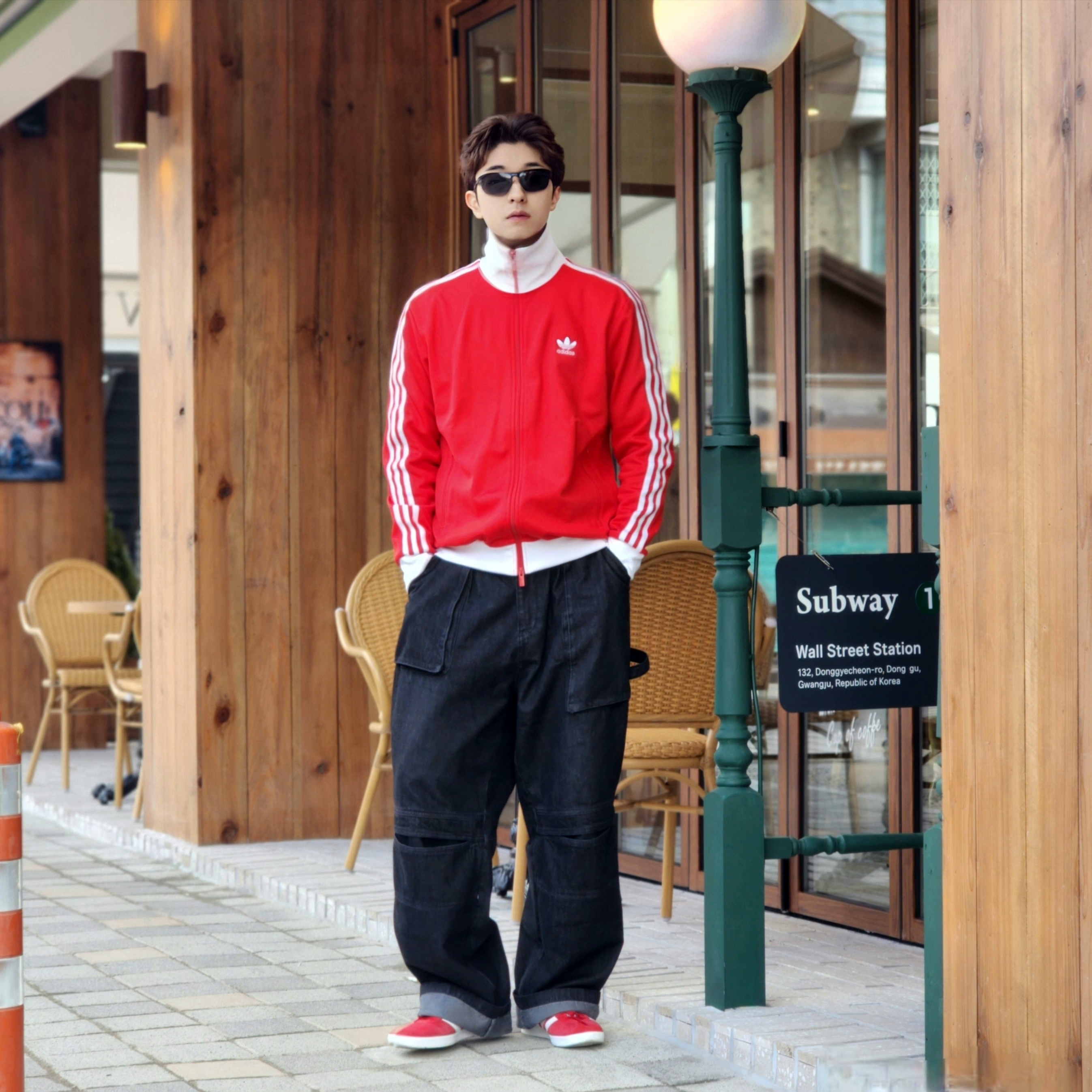 Adidas Gazelle Power Red, Adidas Adicolor Classic Beckenbauer Track Top Better Scarlet White - KR Sizing 착용 스타일 - 2