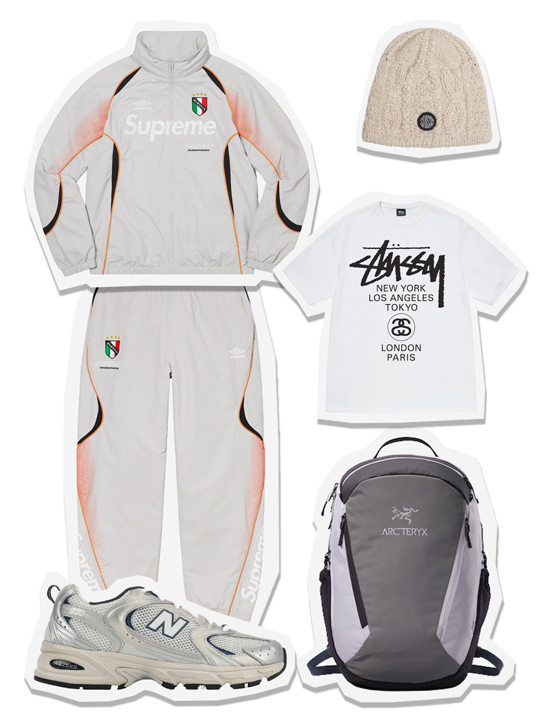 Supreme x Umbro Track Jacket Grey - 22SS, Supreme x Umbro Track Pants Grey - 22SS 착용 스타일 - 1