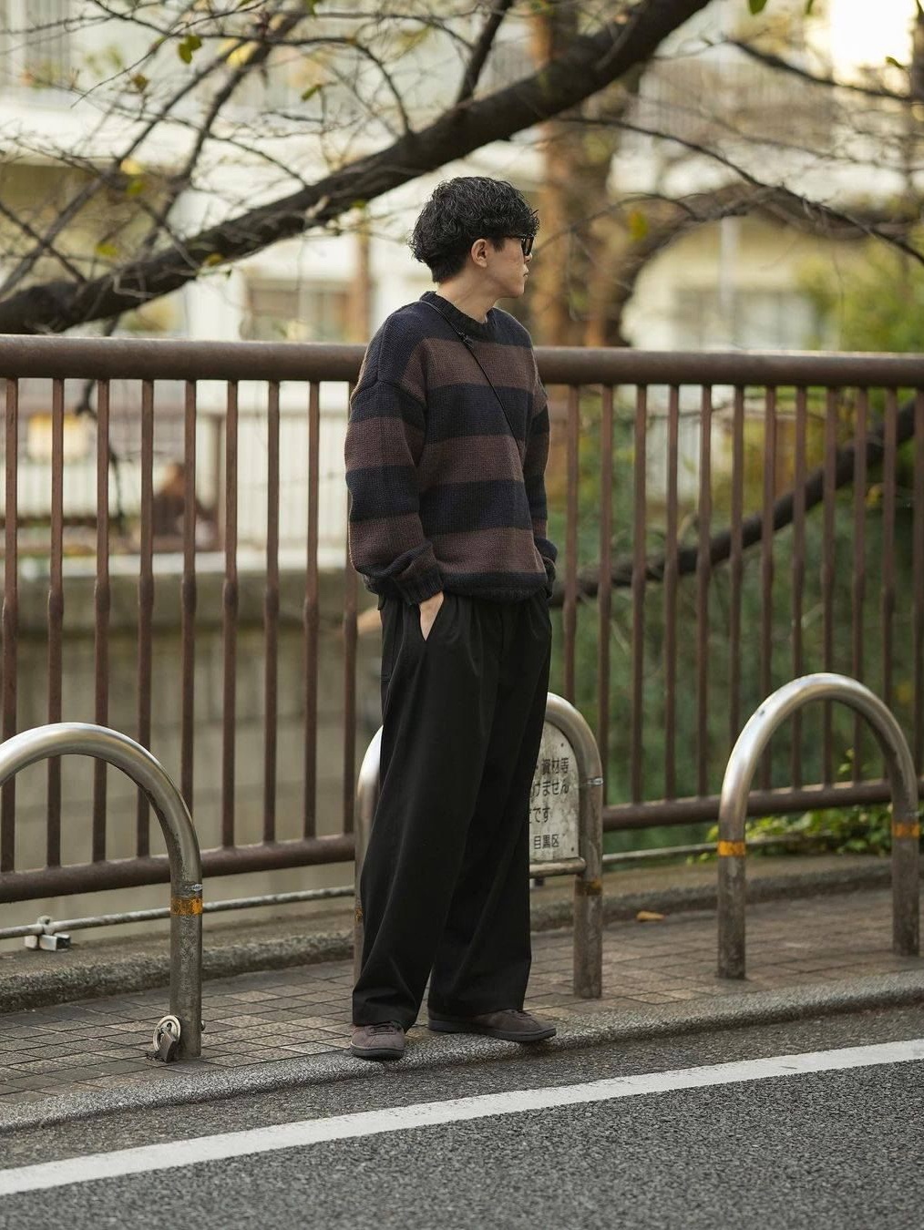 Thevinylhouse Mohair Bold Striped Sweater Purple, Human Made Striped Heart Knit Sweater Navy 착용 스타일 - 2
