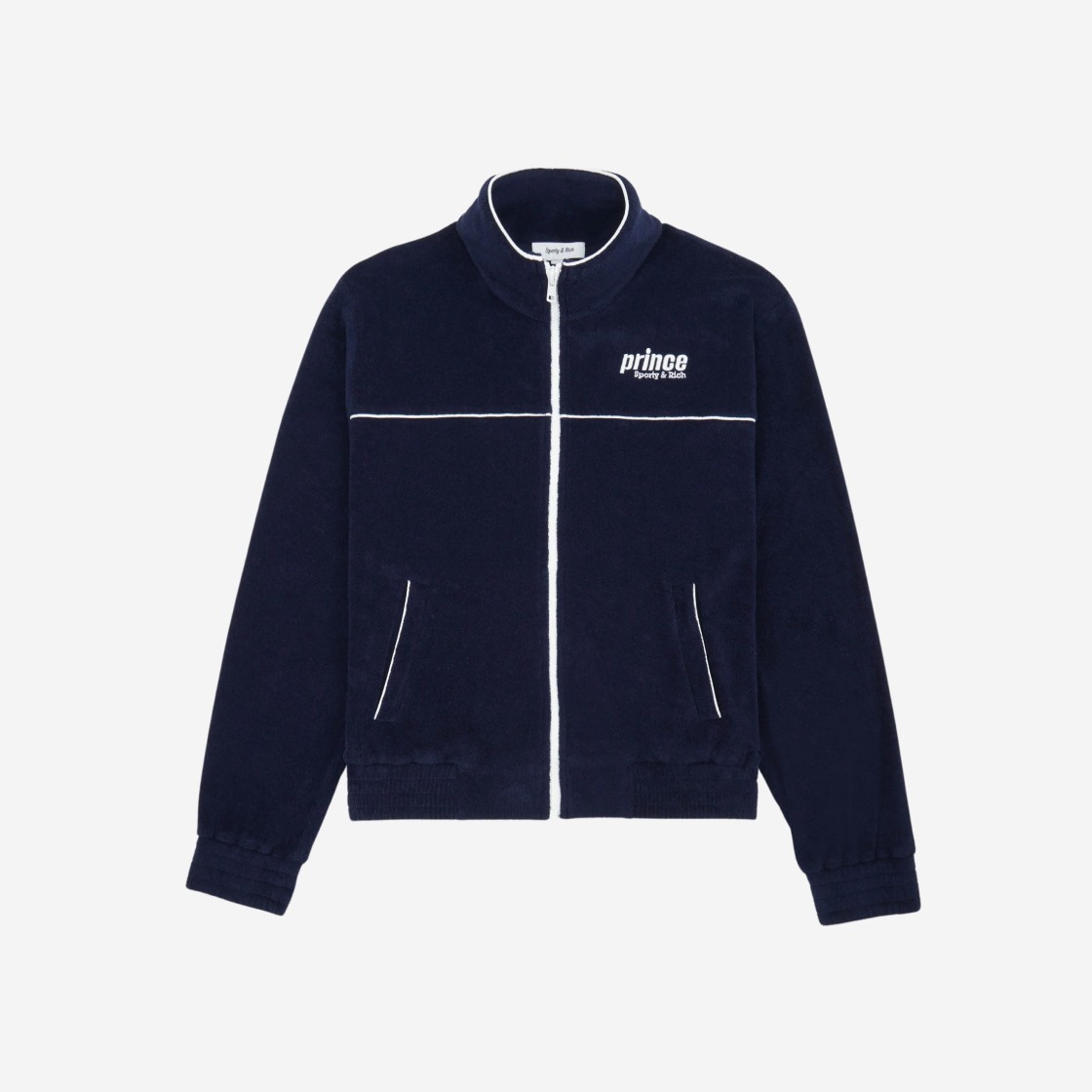 Sporty & Rich x Prince Sporty Terry Track Jacket Navy White 상세 이미지 1