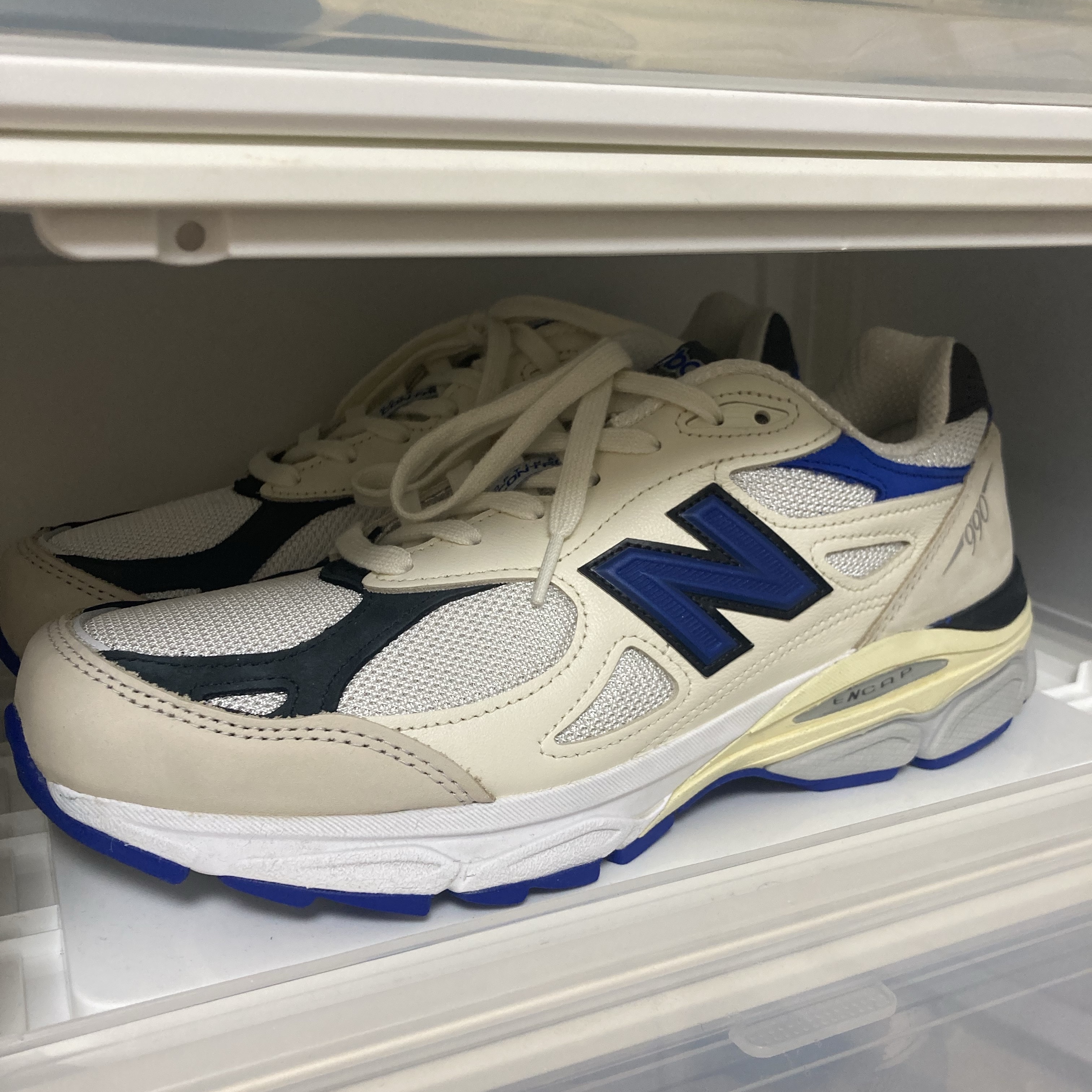 New Balance 990v3 Made in USA White Blue 착용 스타일