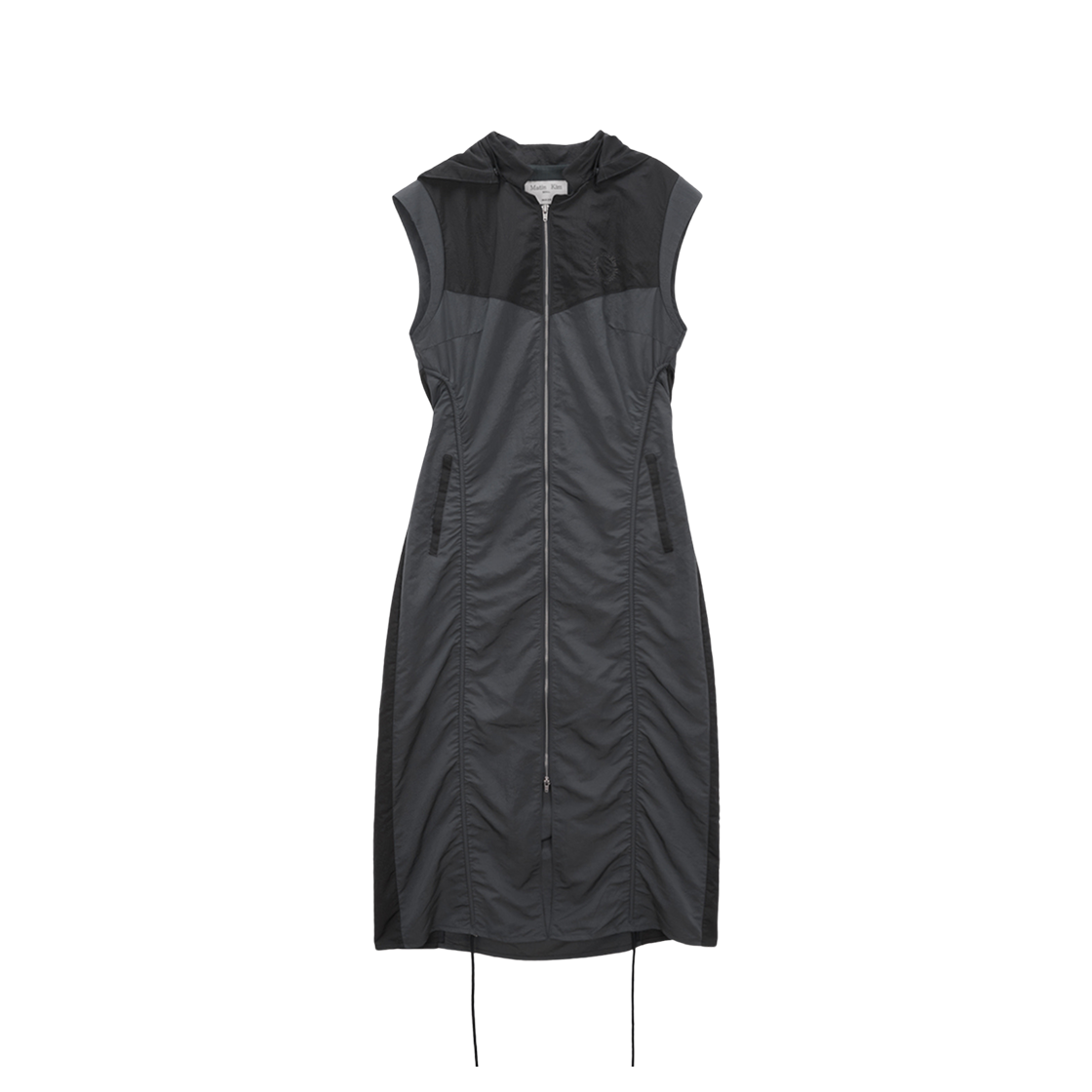 (W) Matin Kim Shirring Sleeveless Zip Up Dress Charcoal 상세 이미지 1