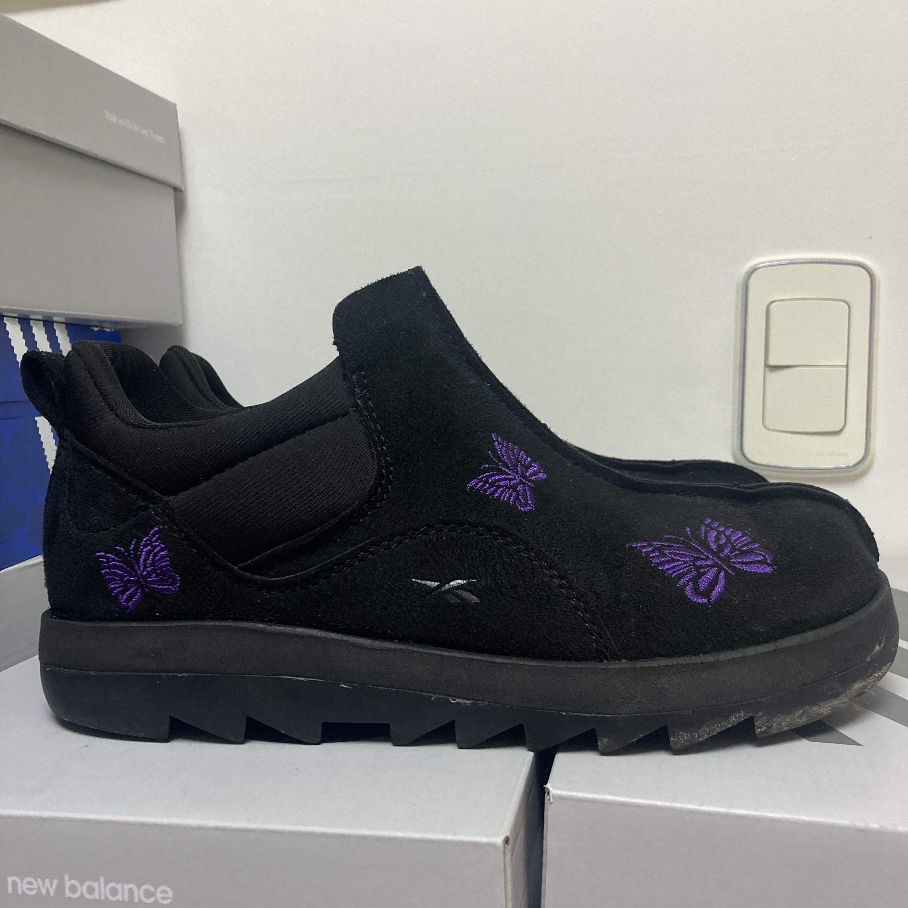 Reebok x Needles Beatnik Moc Core Black Extreme Purple 착용 스타일