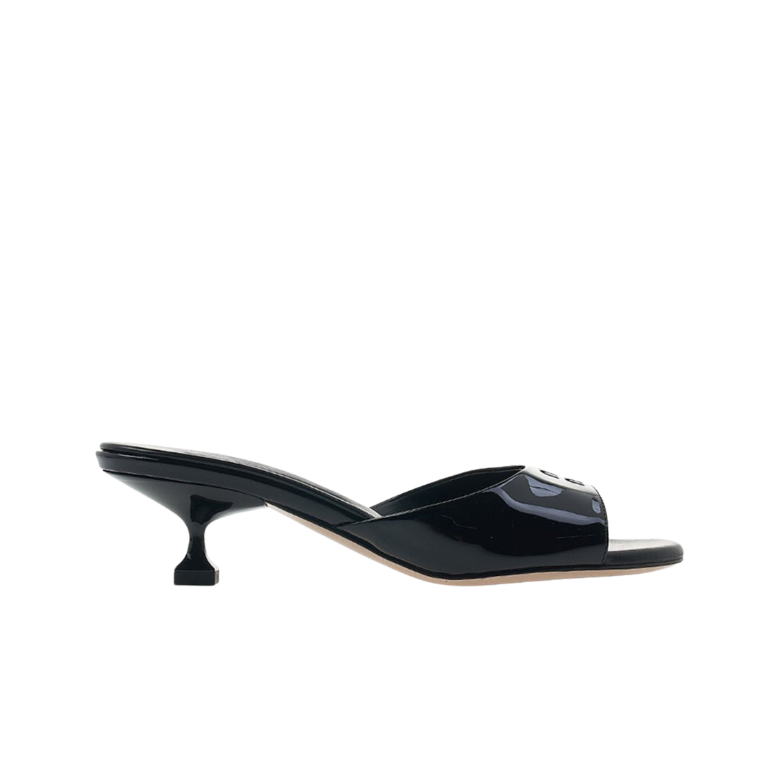 (W) 미우 미우 페이턴트 레더 샌들 블랙((W) Miu Miu Patent Leather Sandals Black)