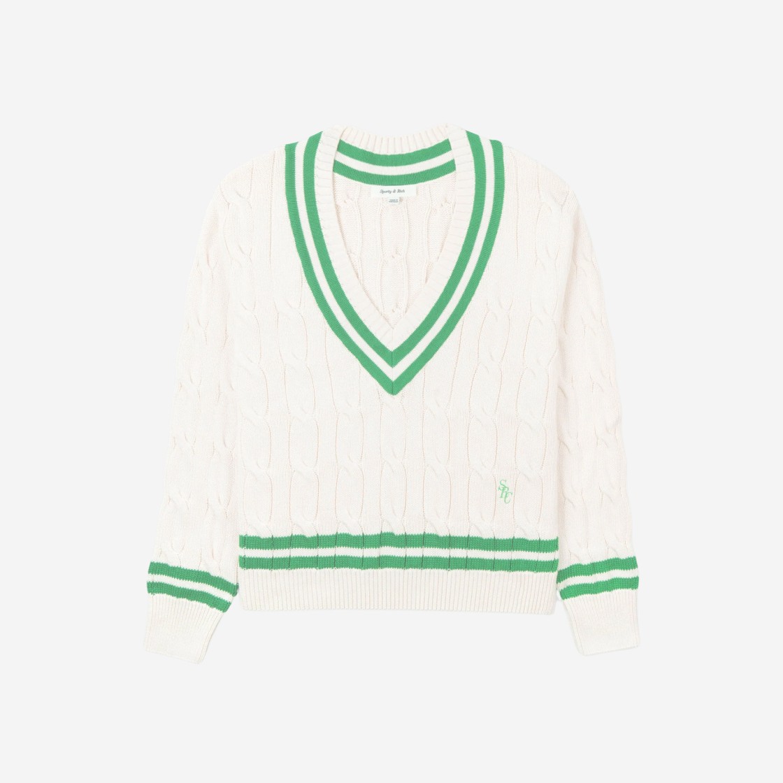 Sporty & Rich x Prince SRC Cableknit Sweater Cream Clean Mint 상세 이미지 1