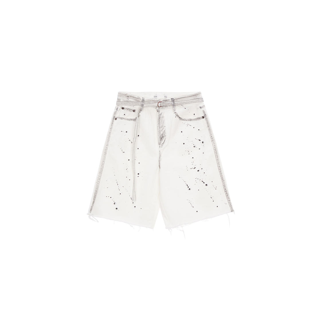 (W) Matin Kim Painting Half Denim Pants White 상세 이미지 1