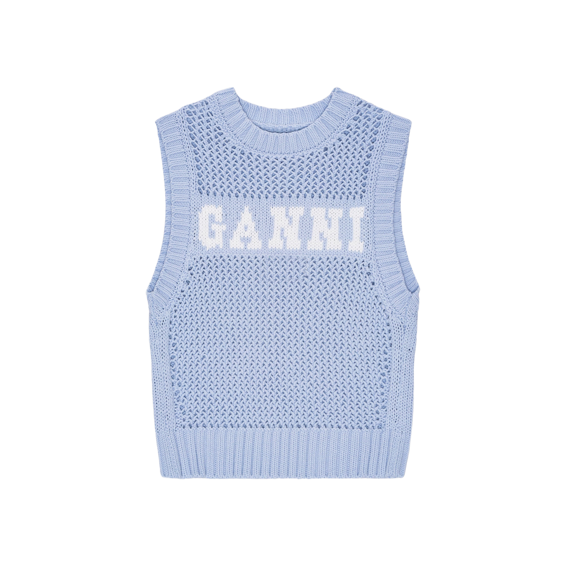 (W) Ganni Cotton Rope Vest Powder Blue 상세 이미지 1