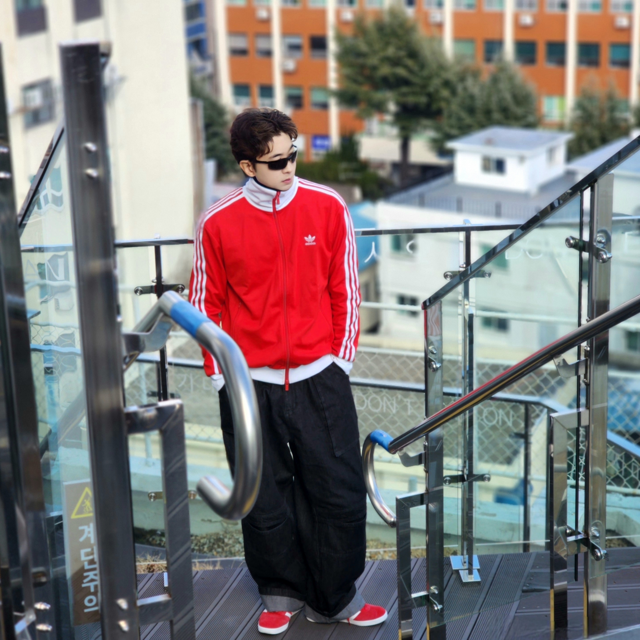 Adidas Gazelle Power Red, Adidas Adicolor Classic Beckenbauer Track Top Better Scarlet White - KR Sizing 착용 스타일 - 8