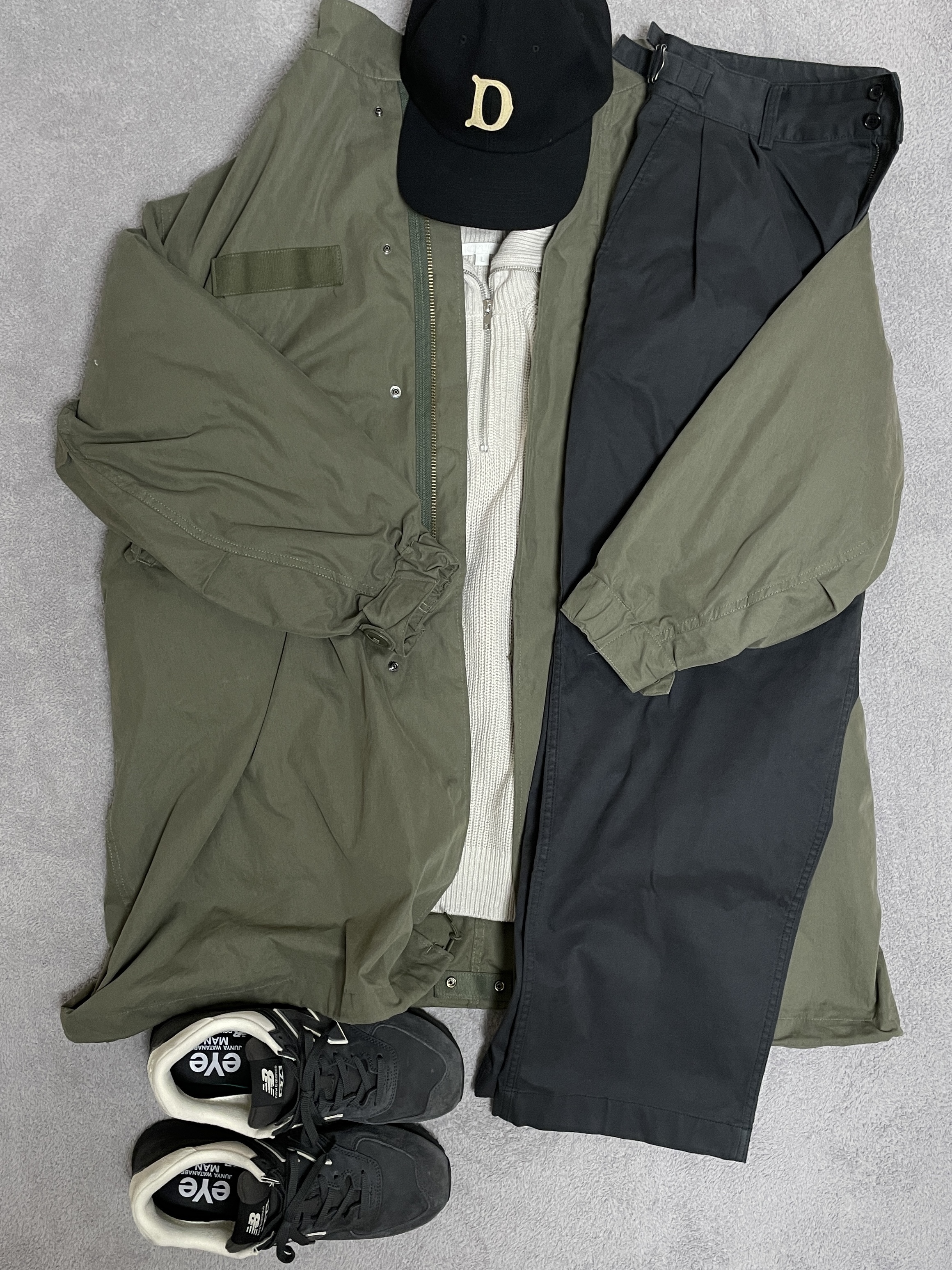 New Balance x Comme des Garcons Junya Watanabe Man 574 Suede Grey Off White 착용 스타일 - 6