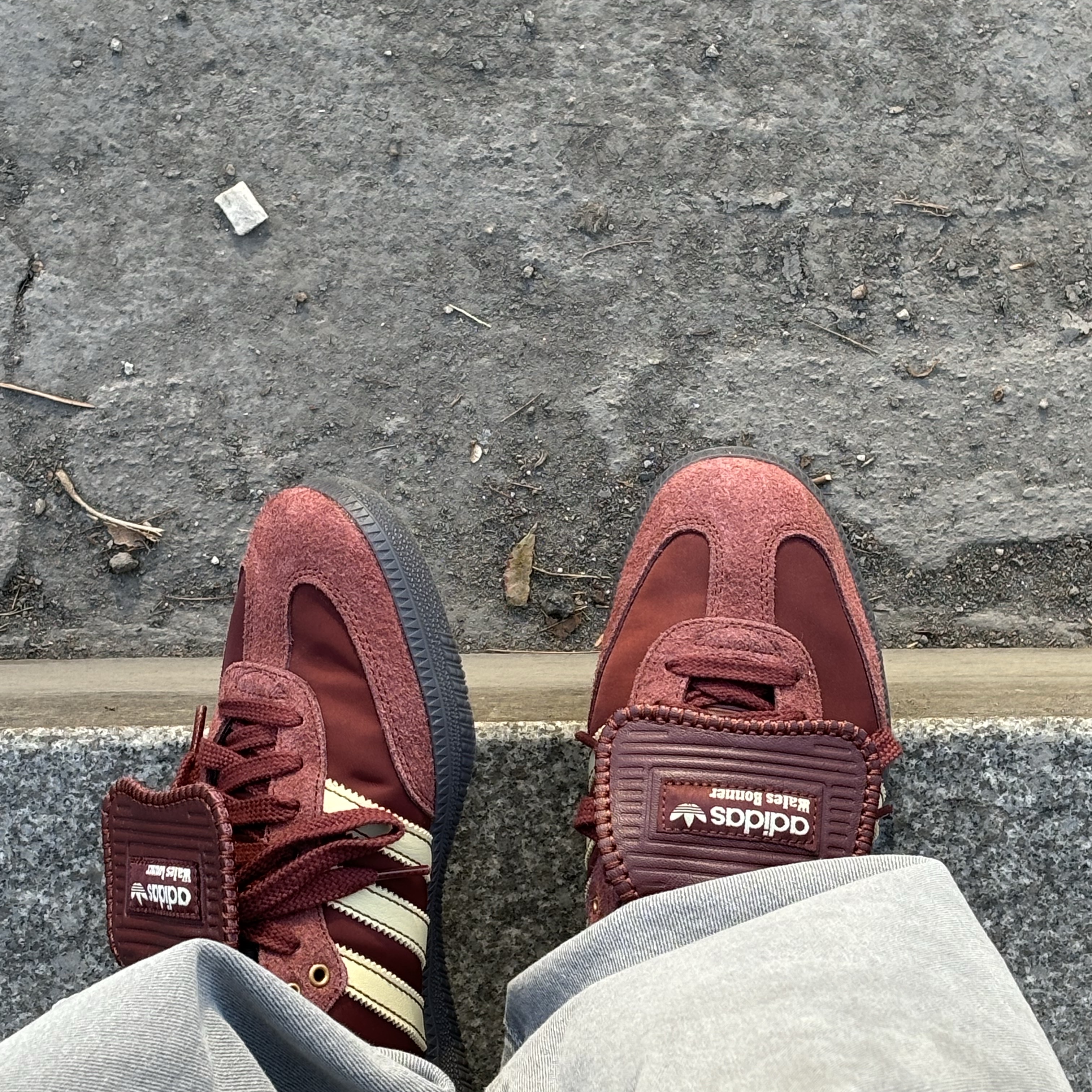 Adidas x Wales Bonner Nylon Samba Fox Brown Sandy Beige 착용 스타일