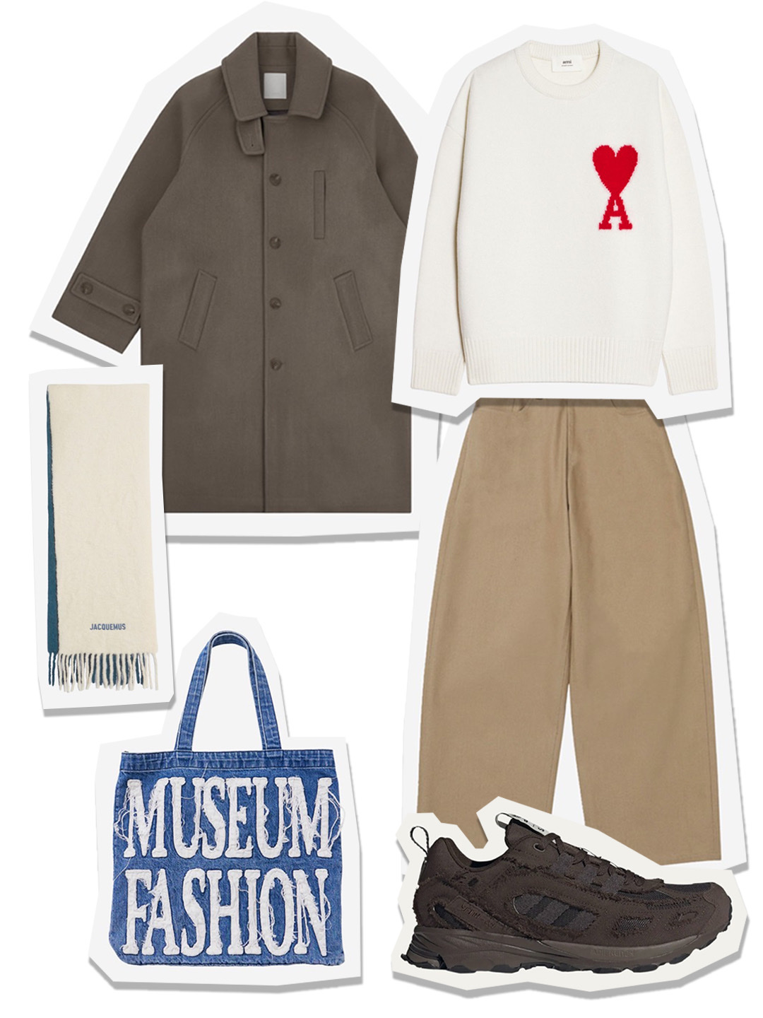 Undermycar Majanne Multi Button Oversized Wool Coat Kelp - 22FW, AMI de Coeur Oversize Intarsia Sweater Off White Red 착용 스타일 - 1