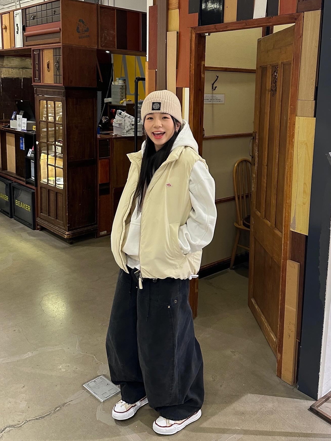 Stone Island N10B5 Beanie Off White - 22FW, Maison Mihara Yasuhiro Peterson OG Sole Canvas Low-top Sneakers Natural 착용 스타일 - 1