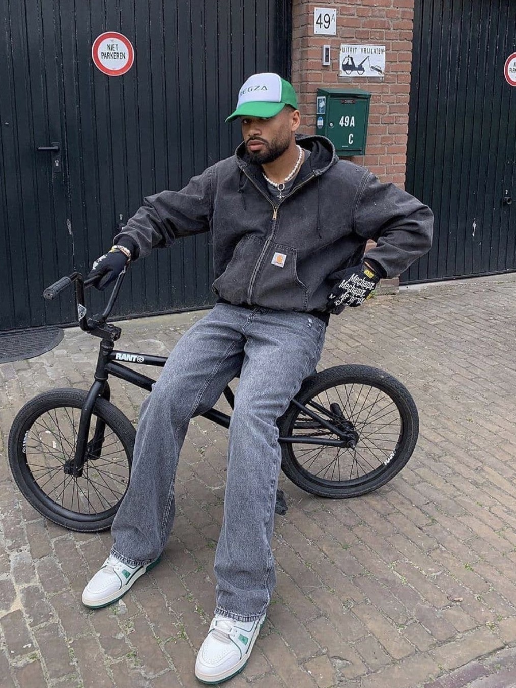 Carhartt WIP Organic Cotton Dearborn Canvas OG Detroit Jacket Smoke Green Aged Canvas - Winter, Carhartt WIP Cotton Poplin Lined Dearborn Canvas Faded Detroit Jacket Tamarind - Spring 착용 스타일 - 8