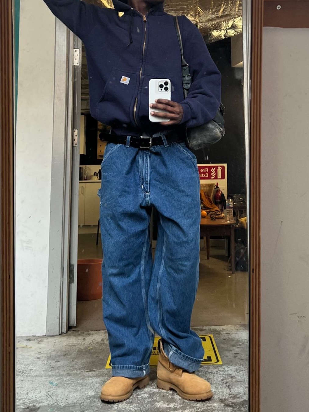Carhartt WIP Organic Cotton Dearborn Canvas OG Detroit Jacket Smoke Green Aged Canvas - Winter, Carhartt WIP Cotton Poplin Lined Dearborn Canvas Faded Detroit Jacket Tamarind - Spring 착용 스타일 - 3