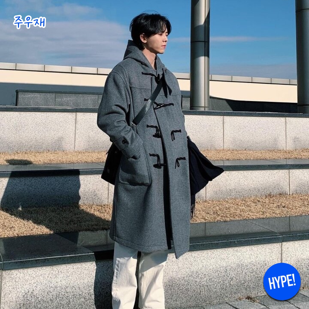 Marithe Francois Girbaud Classic Hoodie Duffle Coat Navy 착용 스타일 - 9