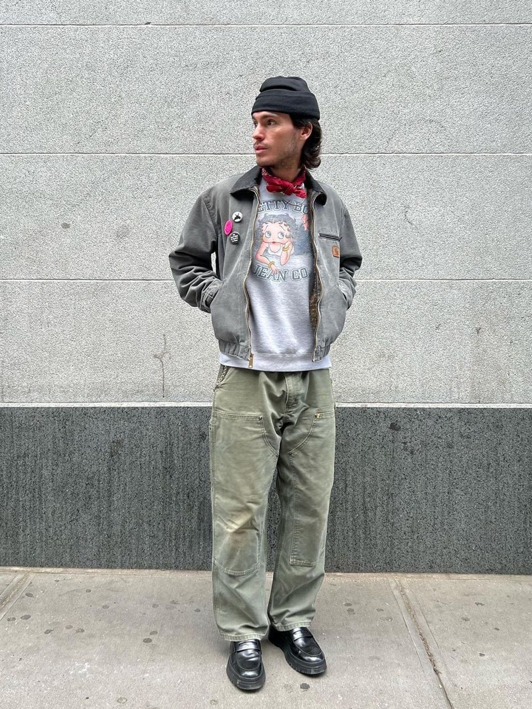 Carhartt WIP OG Chore Coat Dusty Hamilton Brown Aged Canvas - Winter, Carhartt WIP OG Santa Fe Jacket Barista Aged Canvas - Winter 착용 스타일 - 4