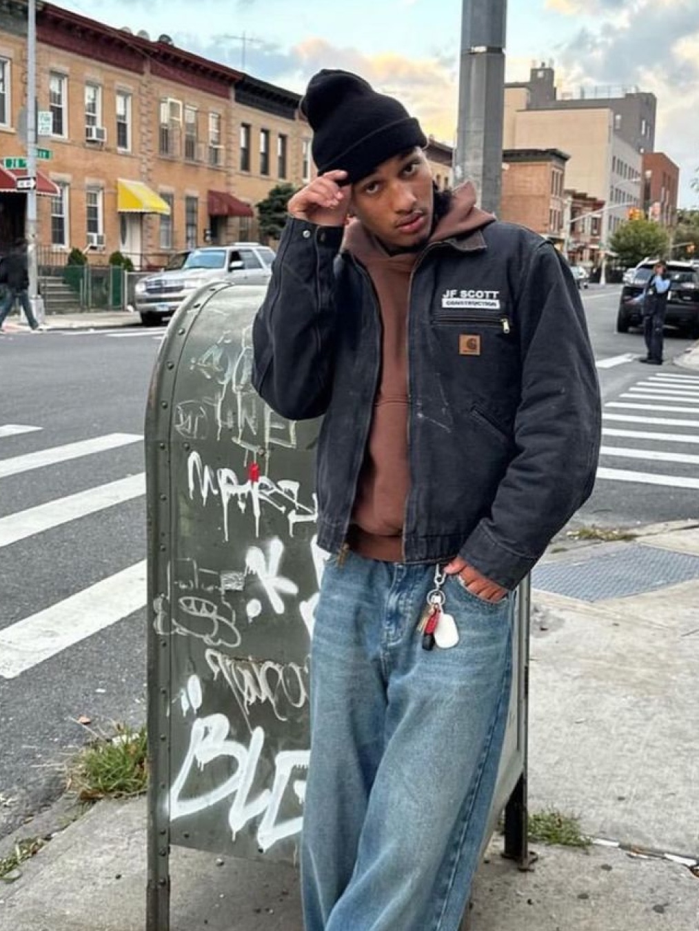 Carhartt WIP Organic Cotton Dearborn Canvas OG Detroit Jacket Smoke Green Aged Canvas - Winter, Carhartt WIP Cotton Poplin Lined Dearborn Canvas Faded Detroit Jacket Tamarind - Spring 착용 스타일 - 9