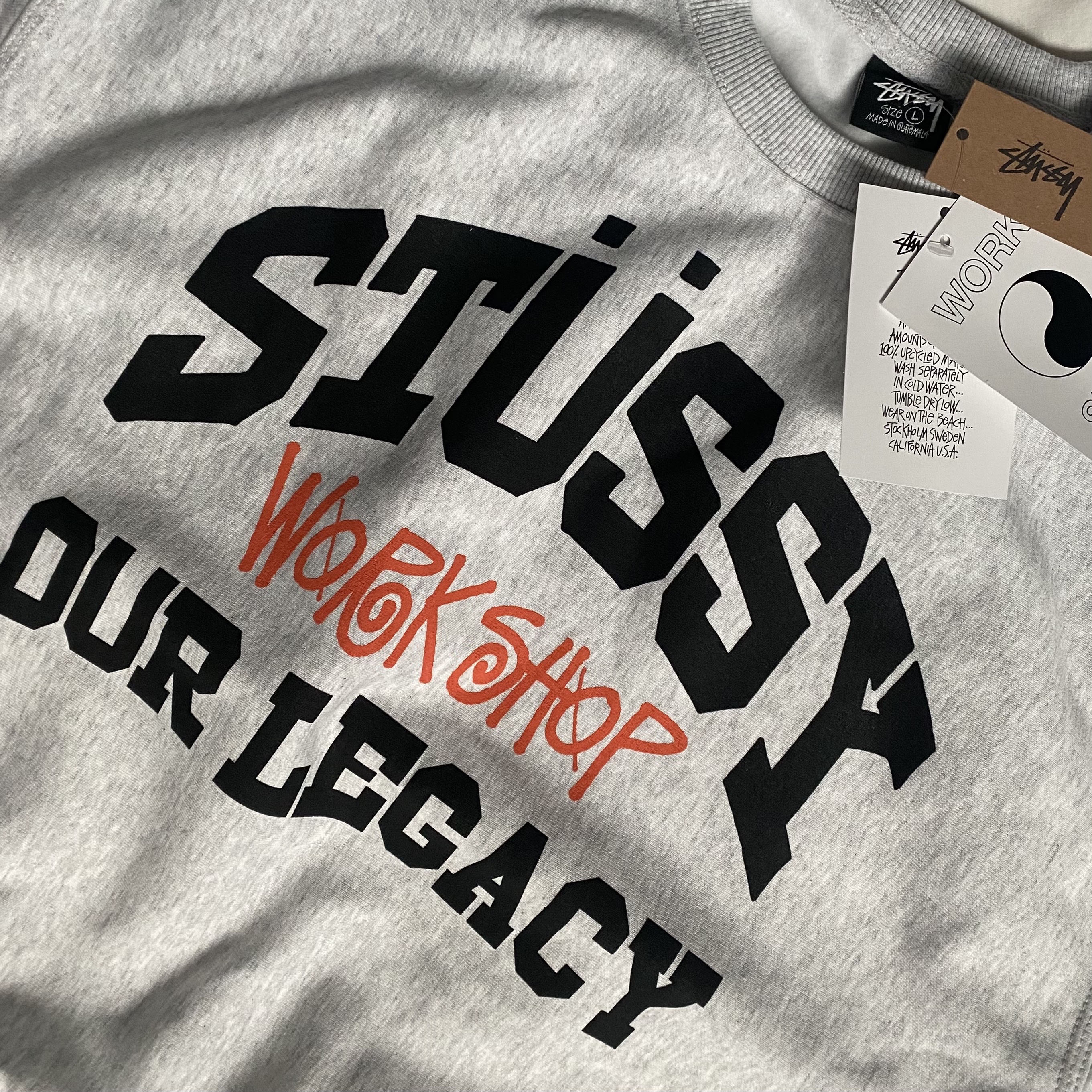 Stussy x Our Legacy Work Shop Collegiate Crew Ash Heather 착용 스타일