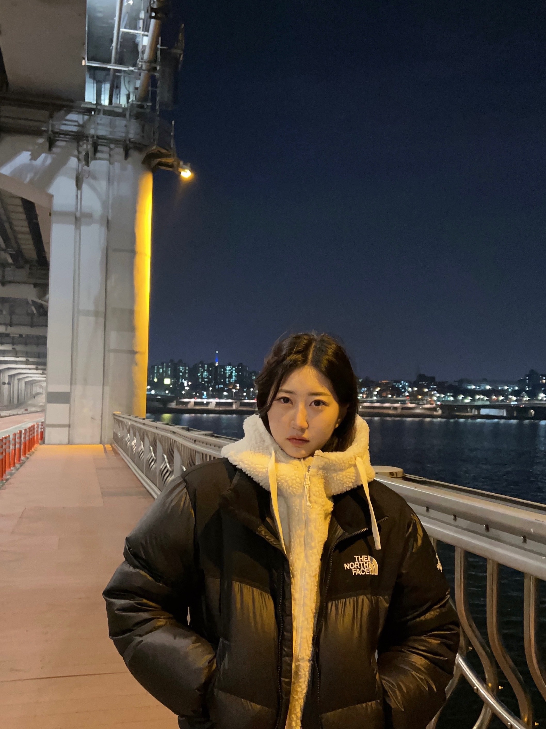 (W) The North Face White Label Novelty Nuptse Down Jacket Real Black, (W) The North Face White Label Novelty Nuptse Down Jacket Black 착용 스타일 - 1