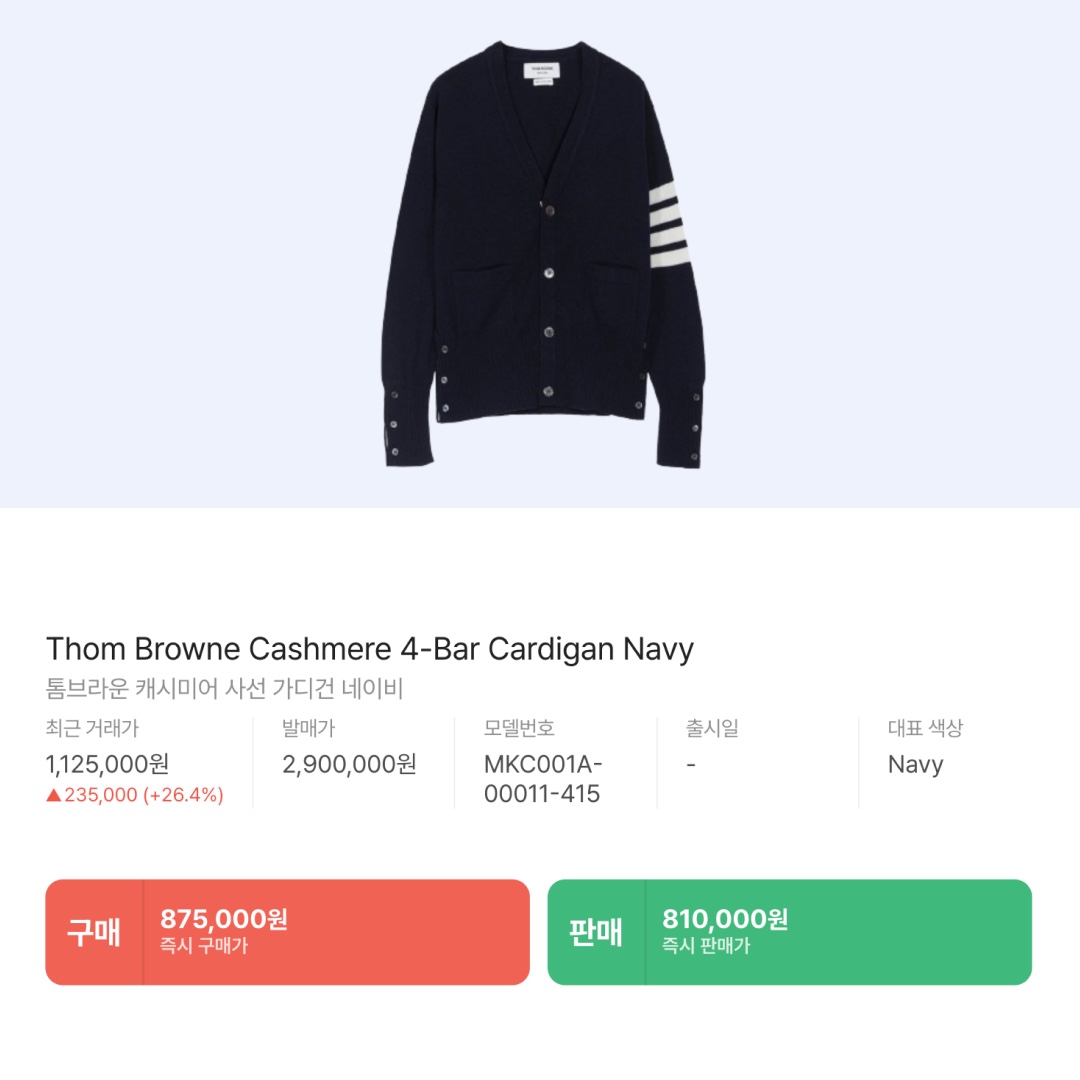 Thom Browne Cashmere 4-Bar Cardigan Navy 착용 스타일 - 2