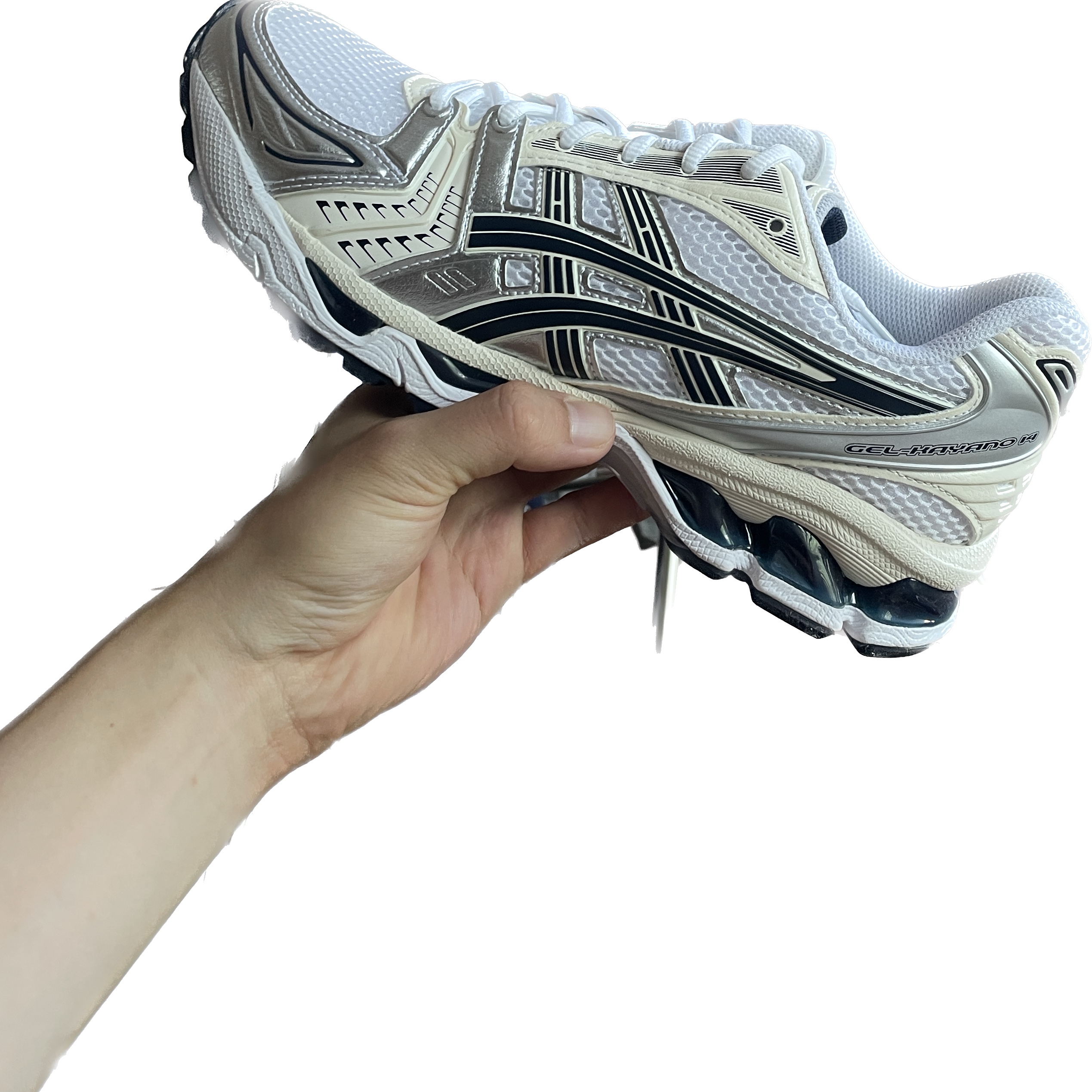 (W) Asics Gel-Kayano 14 White Midnight 착용 스타일