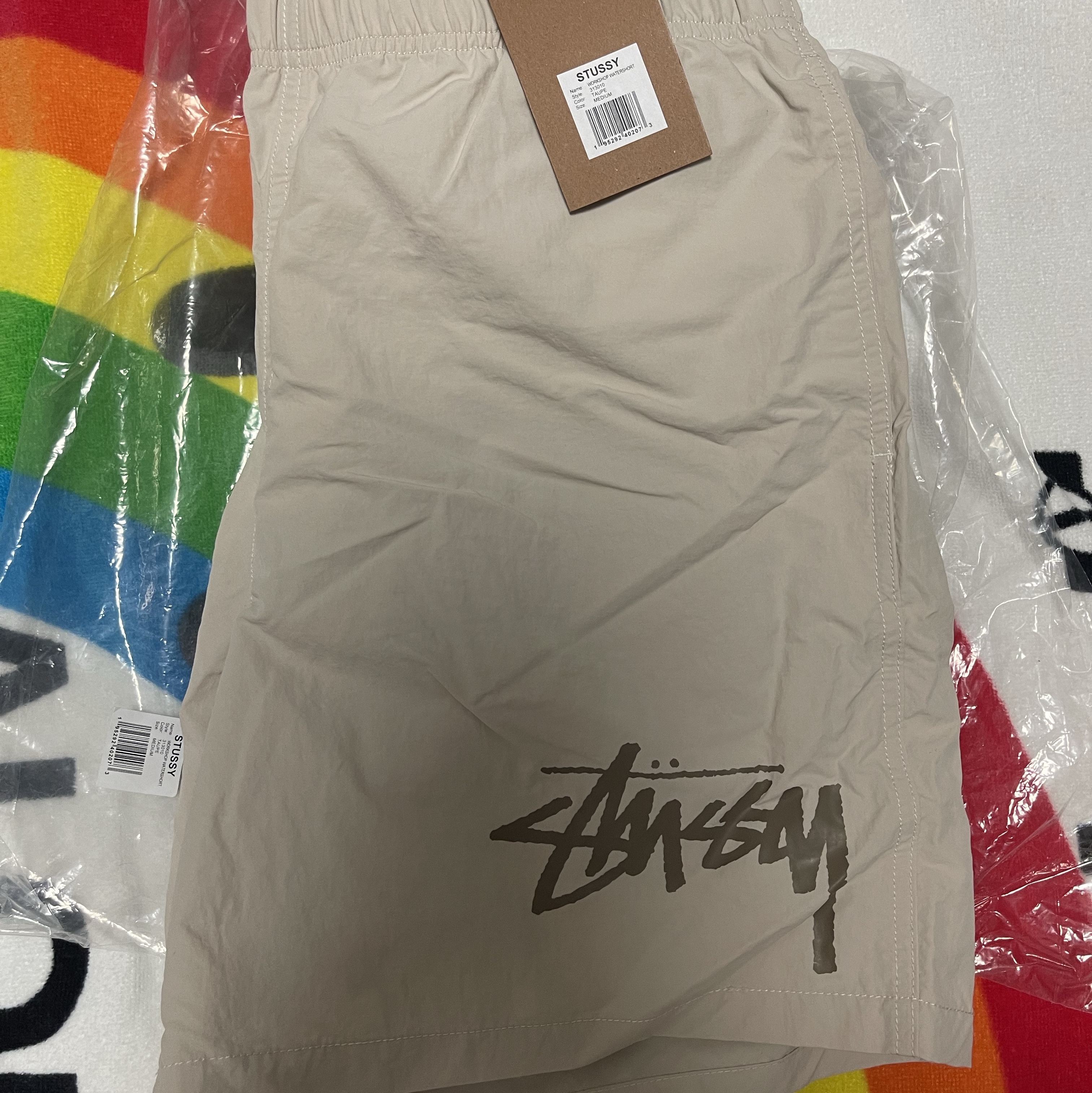 Stussy x Our Legacy Work Shop Water Shorts Taupe 착용 스타일
